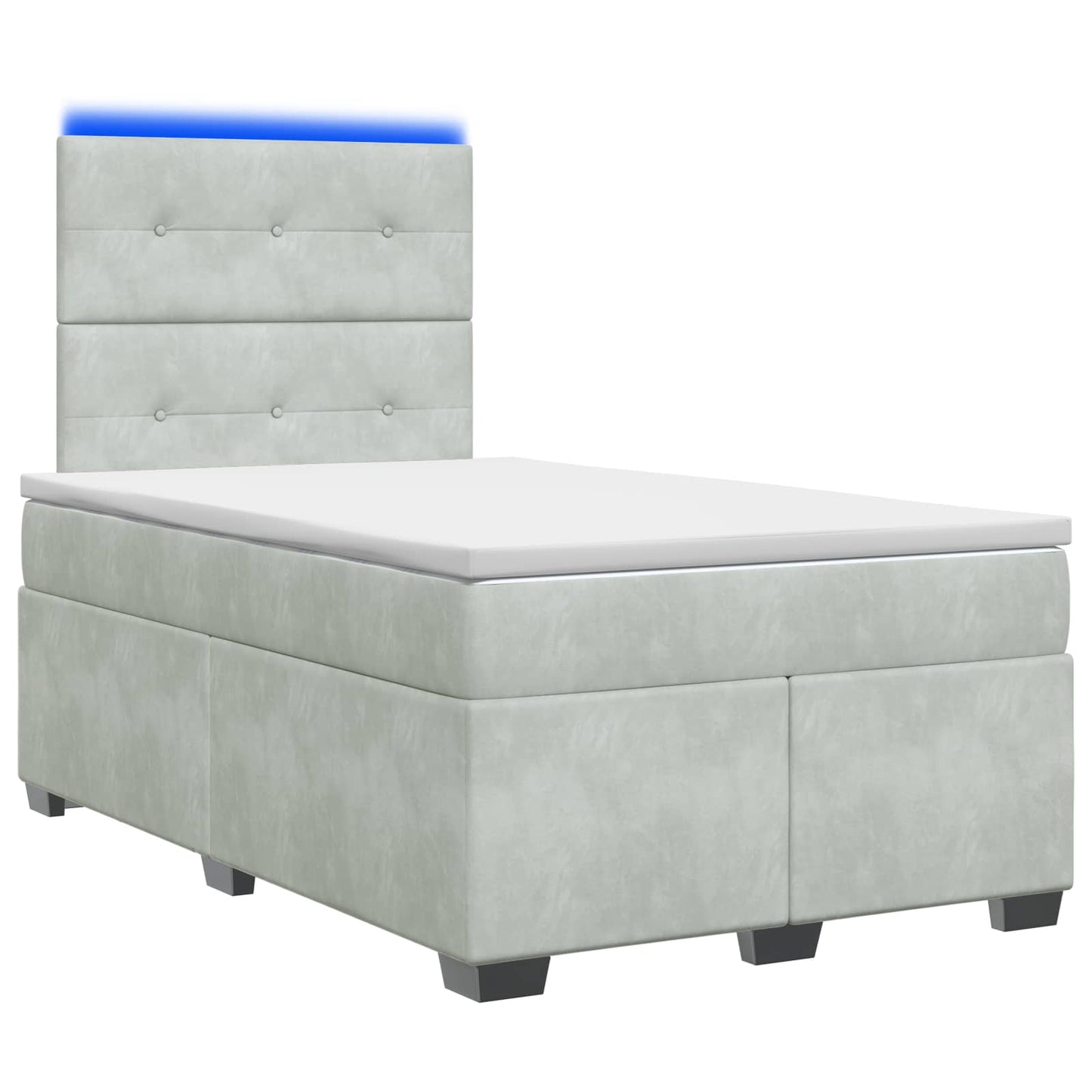 vidaXL Κρεβάτι box spring με στρώμα Ανοιχτό γκρι 120 x 190 cm Βελούδο