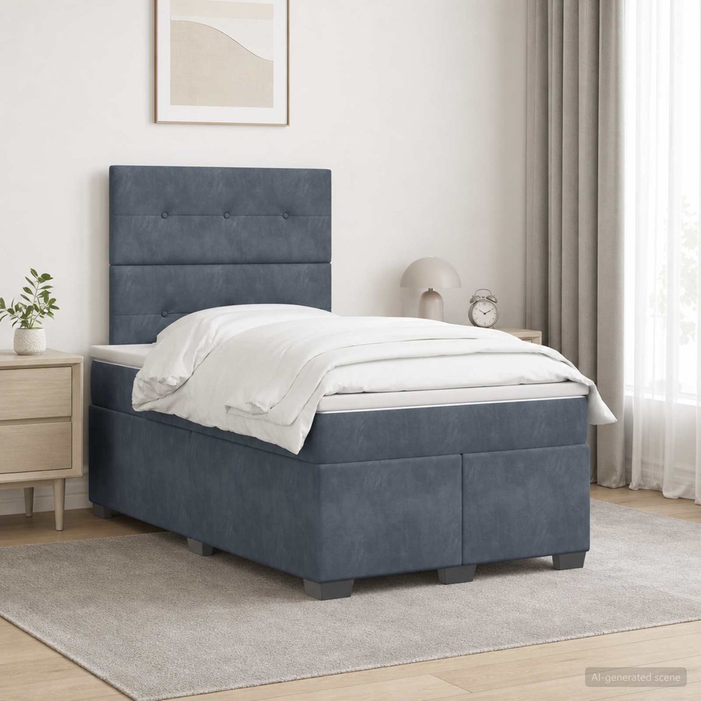 vidaXL Κρεβάτι box spring με στρώμα Σκούρο Γκρι 120 x 200 cm Βελούδο