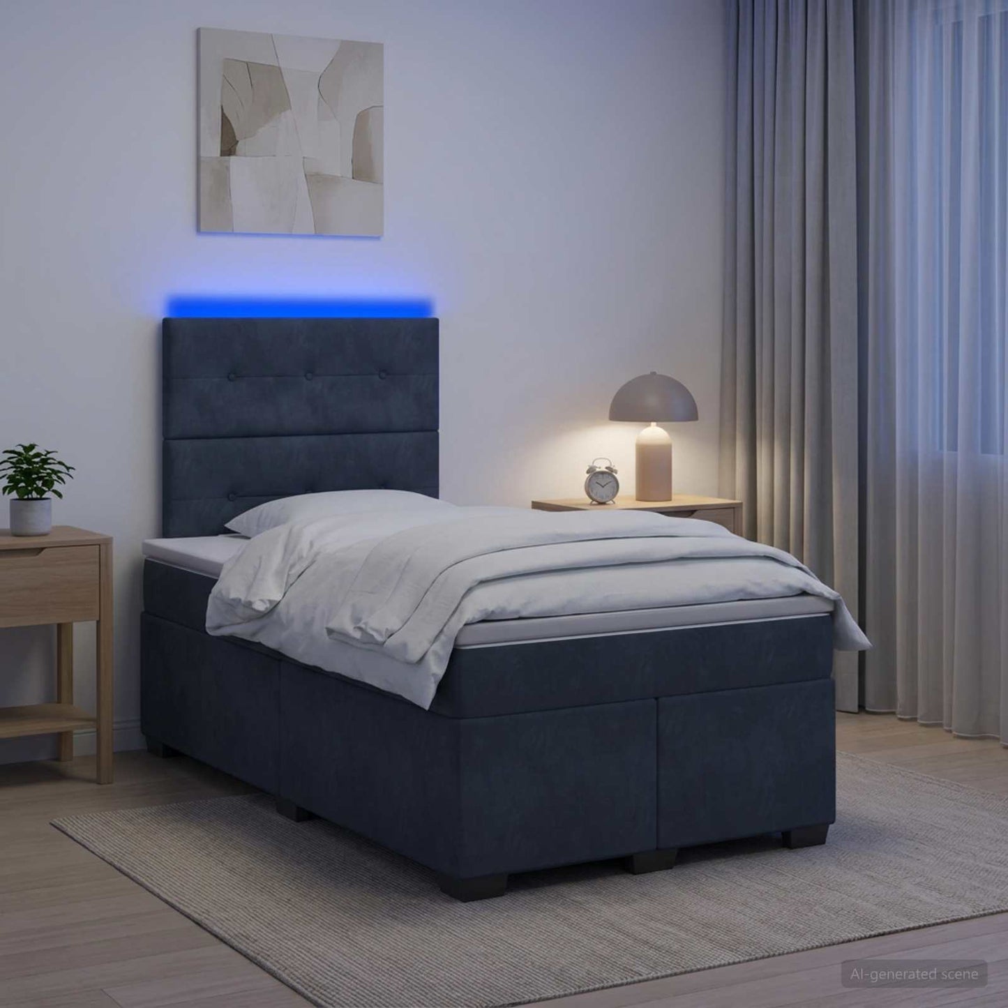 vidaXL Κρεβάτι box spring με στρώμα Σκούρο Γκρι 120 x 200 cm Βελούδο