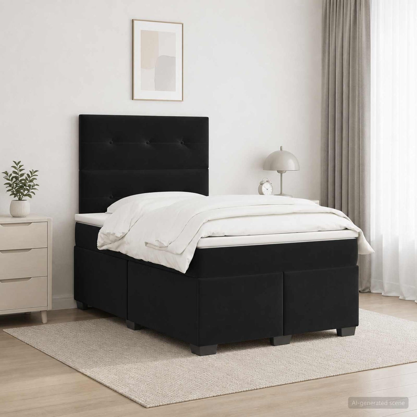 vidaXL Κρεβάτι box spring με στρώμα Μαύρο 120 x 200 cm Βελούδο