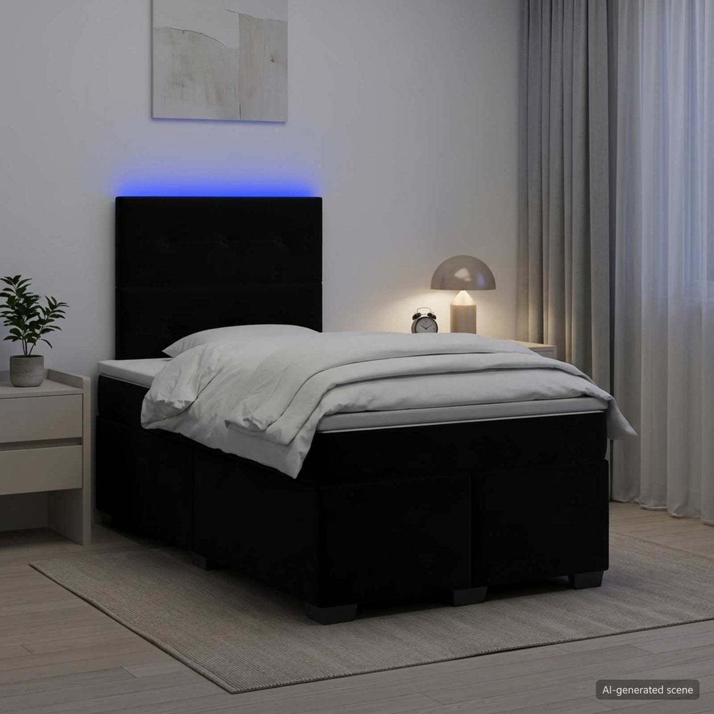 vidaXL Κρεβάτι box spring με στρώμα Μαύρο 120 x 200 cm Βελούδο