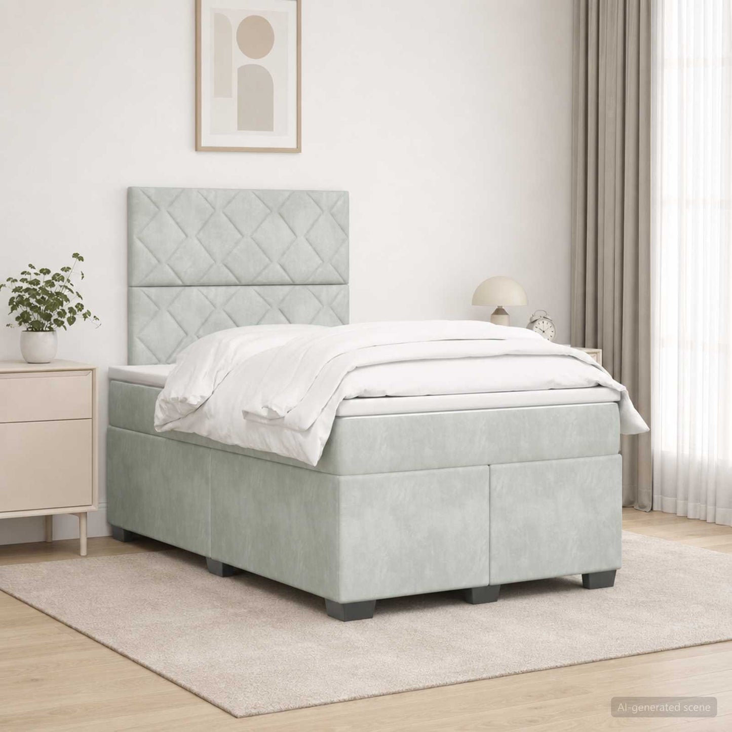 vidaXL Κρεβάτι box spring με στρώμα Ανοιχτό γκρι 120 x 200 cm Βελούδο