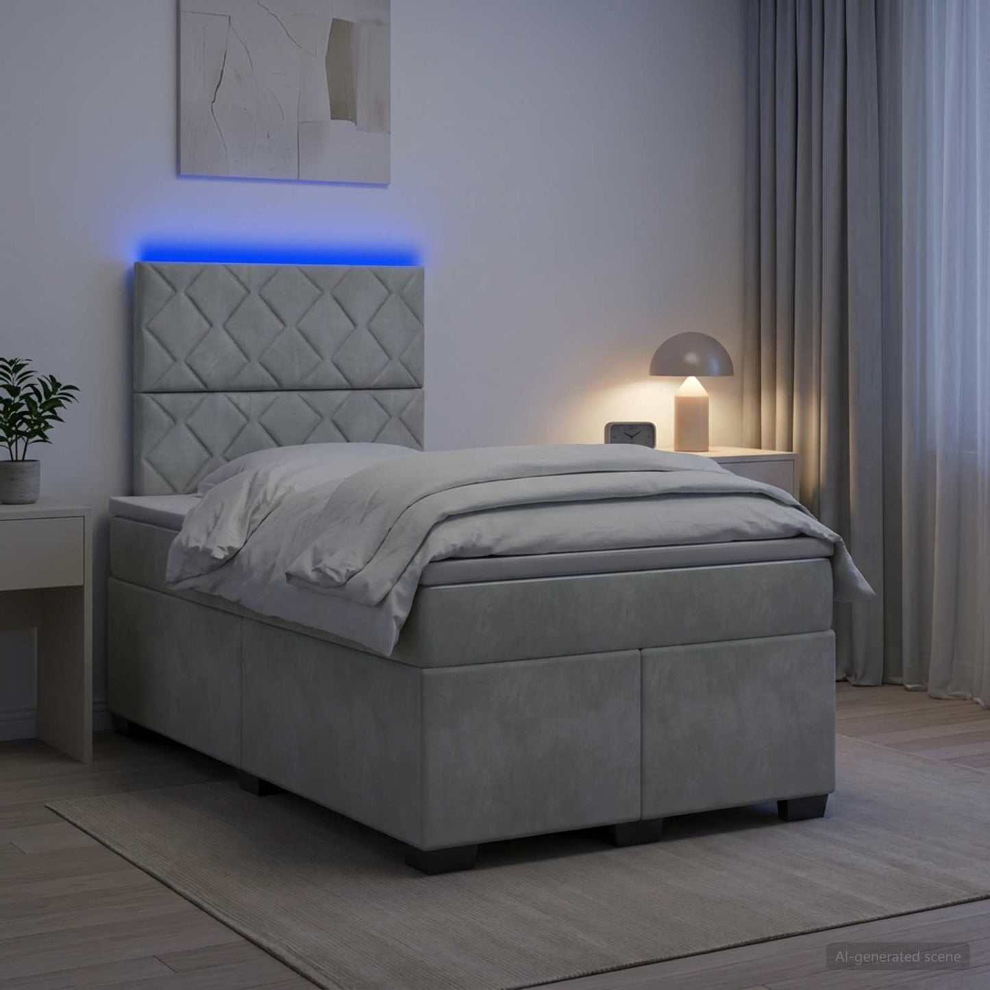 vidaXL Κρεβάτι box spring με στρώμα Ανοιχτό γκρι 120 x 200 cm Βελούδο