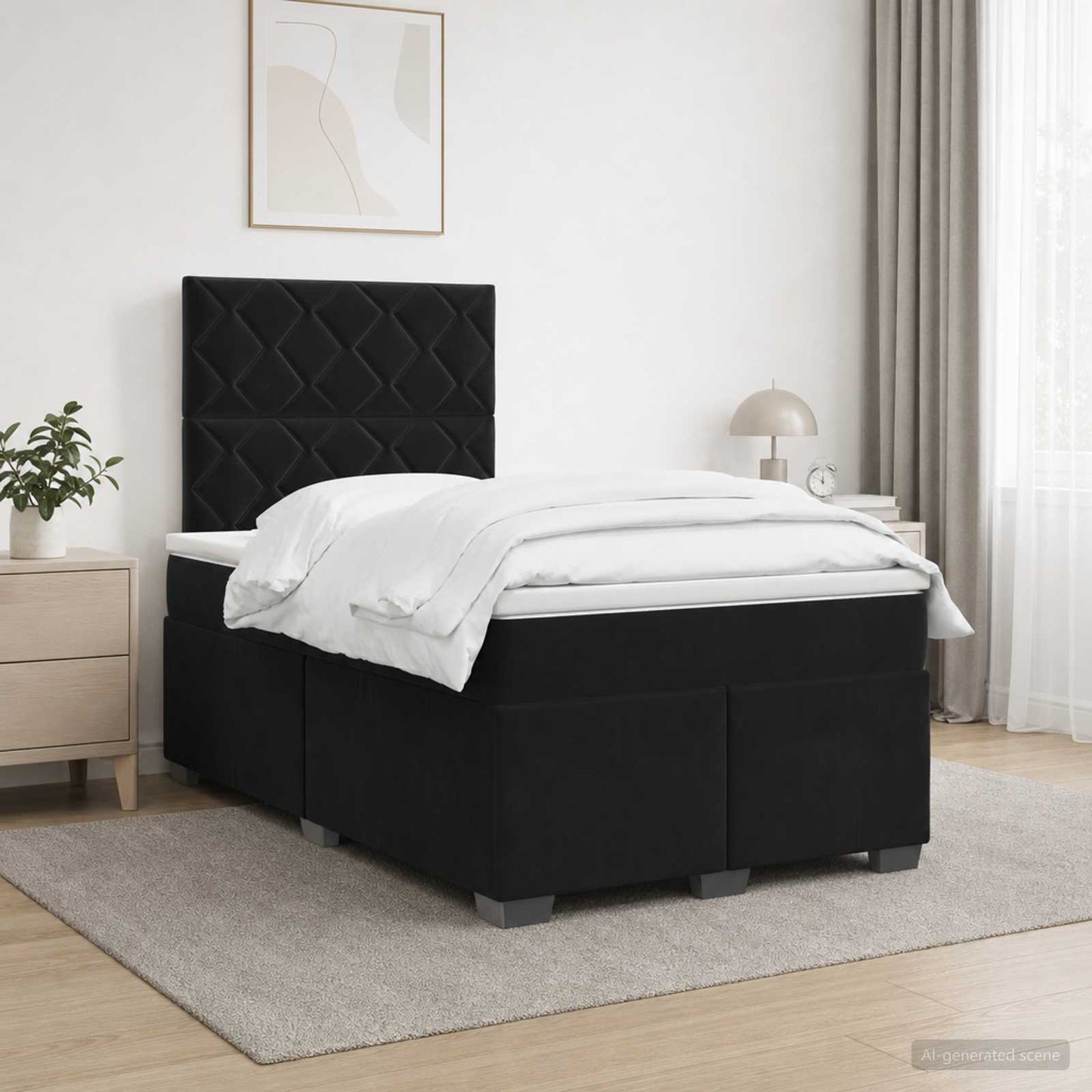 vidaXL Κρεβάτι box spring με στρώμα Μαύρο 120 x 190 cm Βελούδο