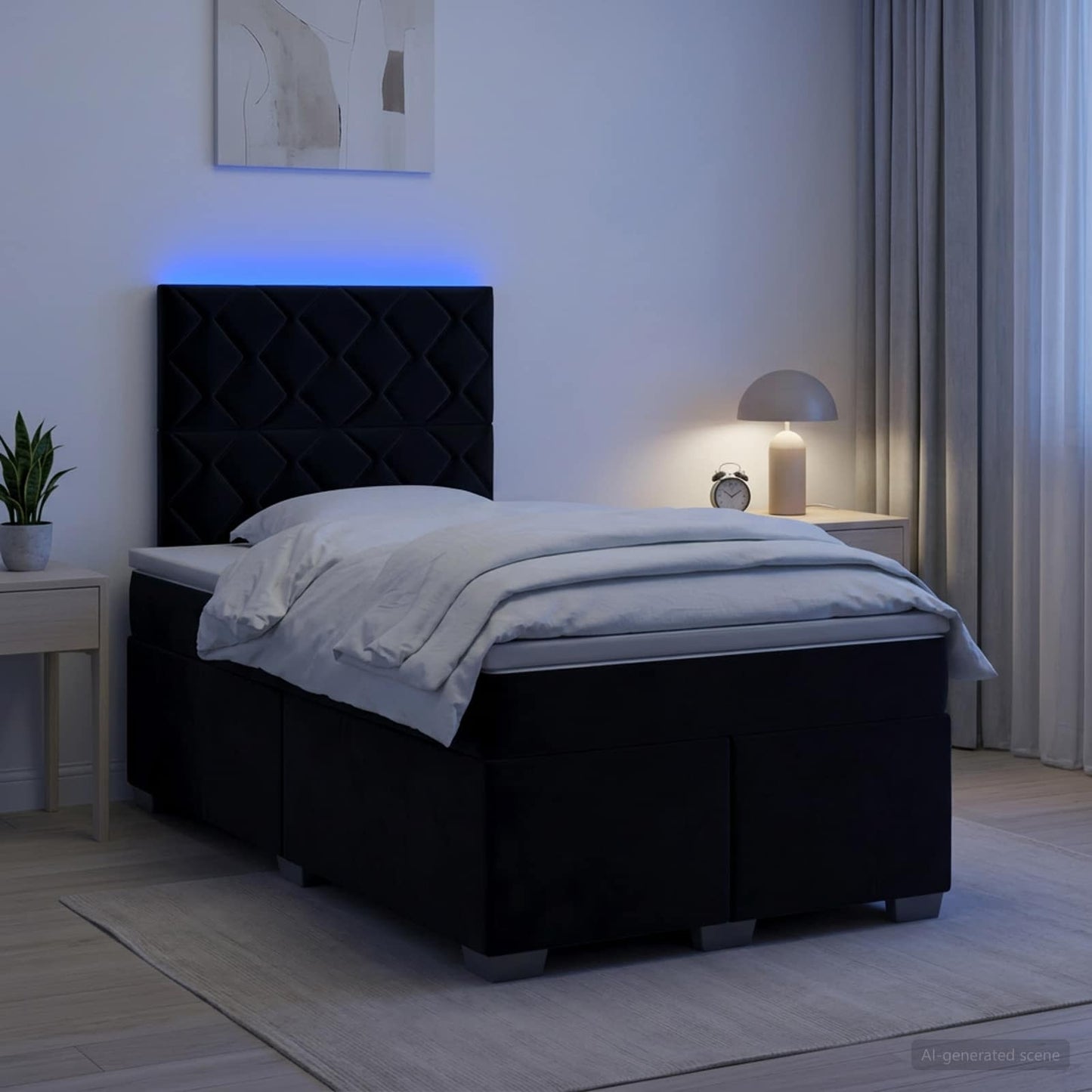 vidaXL Κρεβάτι box spring με στρώμα Μαύρο 120 x 190 cm Βελούδο