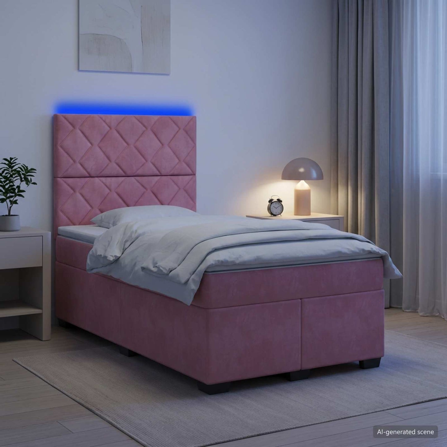 vidaXL Κρεβάτι box spring με στρώμα Ροζ 120 x 200 cm Βελούδο
