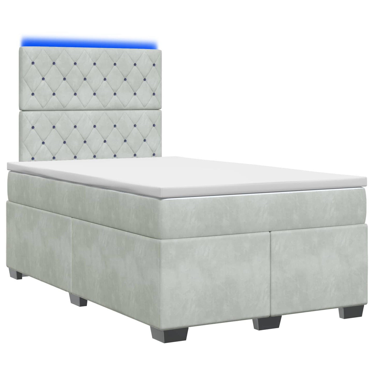 vidaXL Κρεβάτι box spring με στρώμα Ανοιχτό γκρι 120 x 200 cm Βελούδο