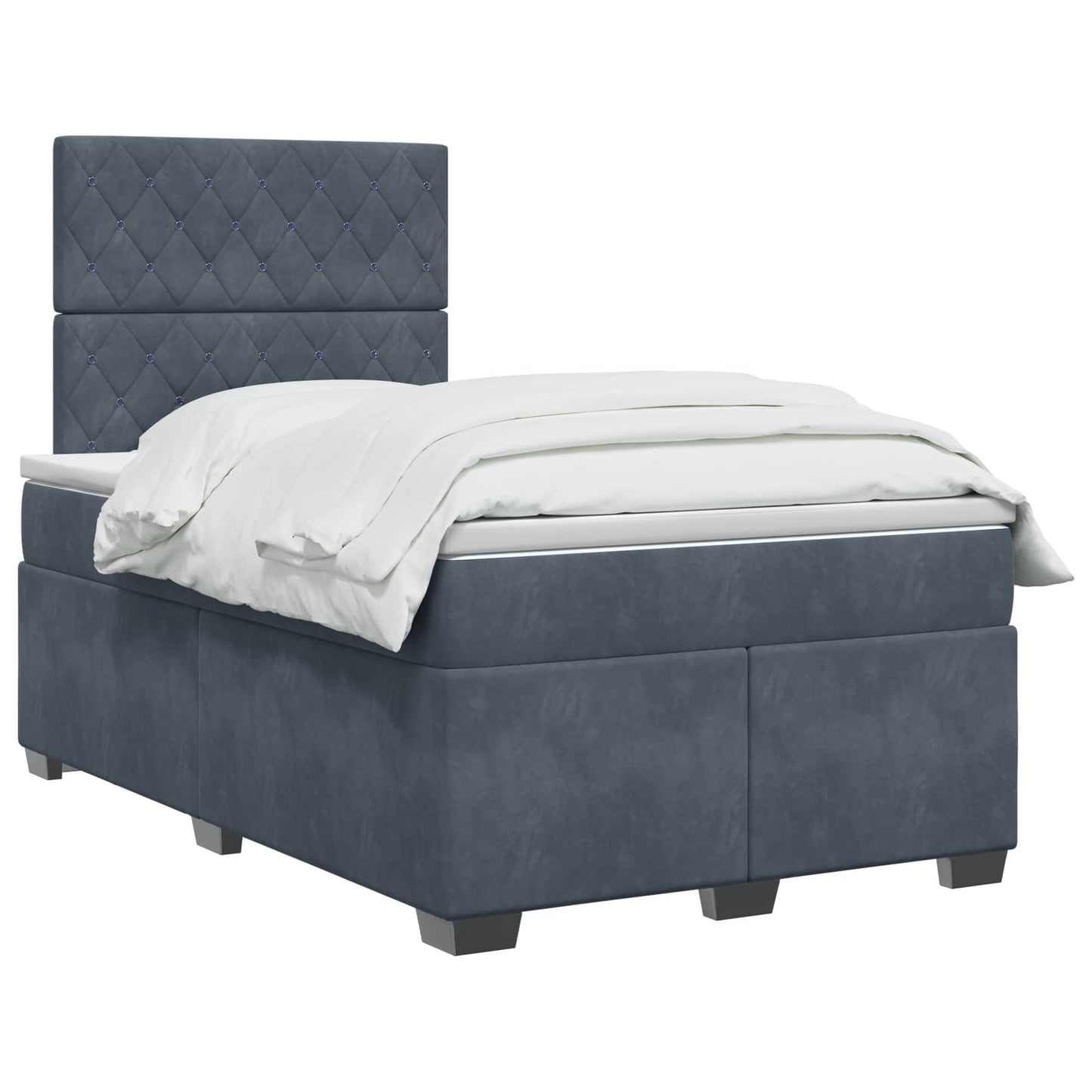 vidaXL Κρεβάτι box spring με στρώμα Σκούρο Γκρι 120 x 200 cm Βελούδο