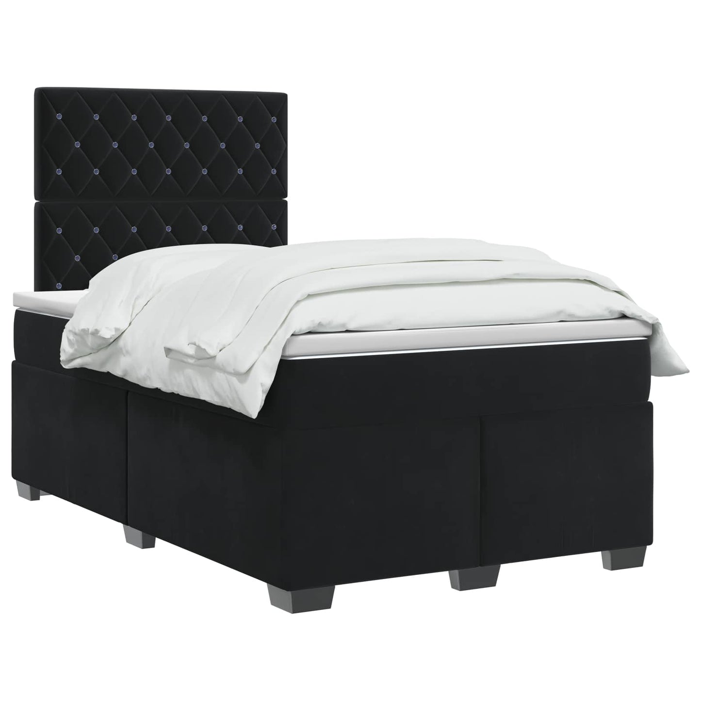 vidaXL Κρεβάτι box spring με στρώμα Μαύρο 120 x 200 cm Βελούδο