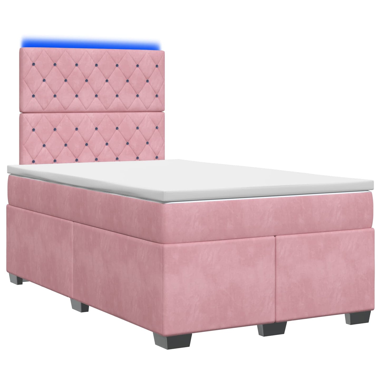 vidaXL Κρεβάτι box spring με στρώμα Ροζ 120 x 200 cm Βελούδο