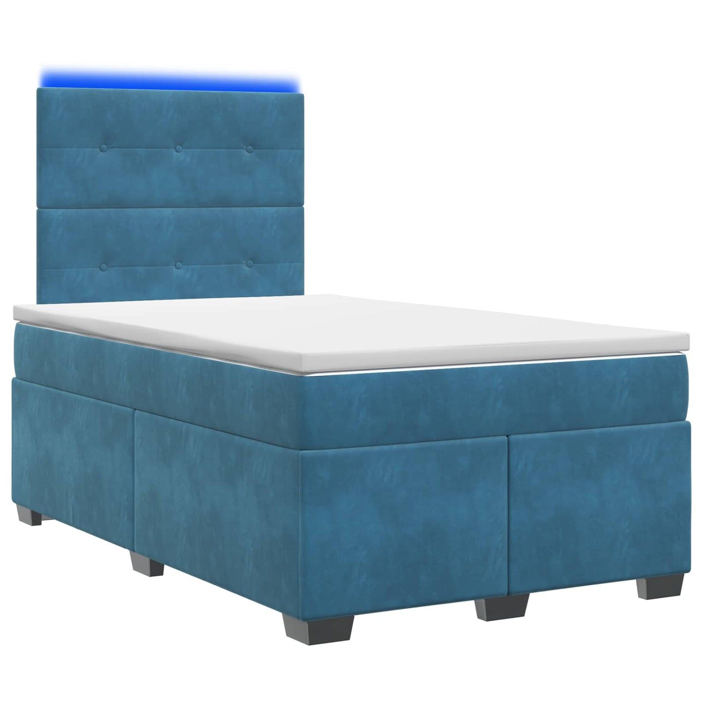 vidaXL Κρεβάτι box spring με στρώμα Μπλε 120 x 200 cm Βελούδο