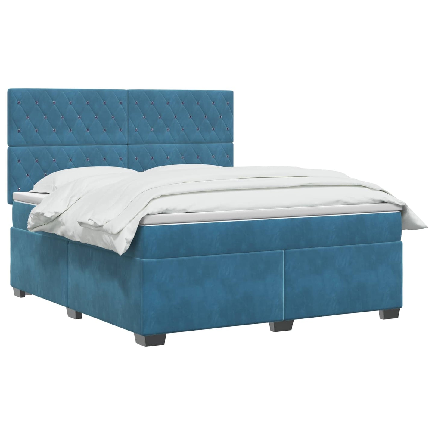vidaXL Κρεβάτι box spring με στρώμα Μπλε 140 x 190 cm Βελούδο