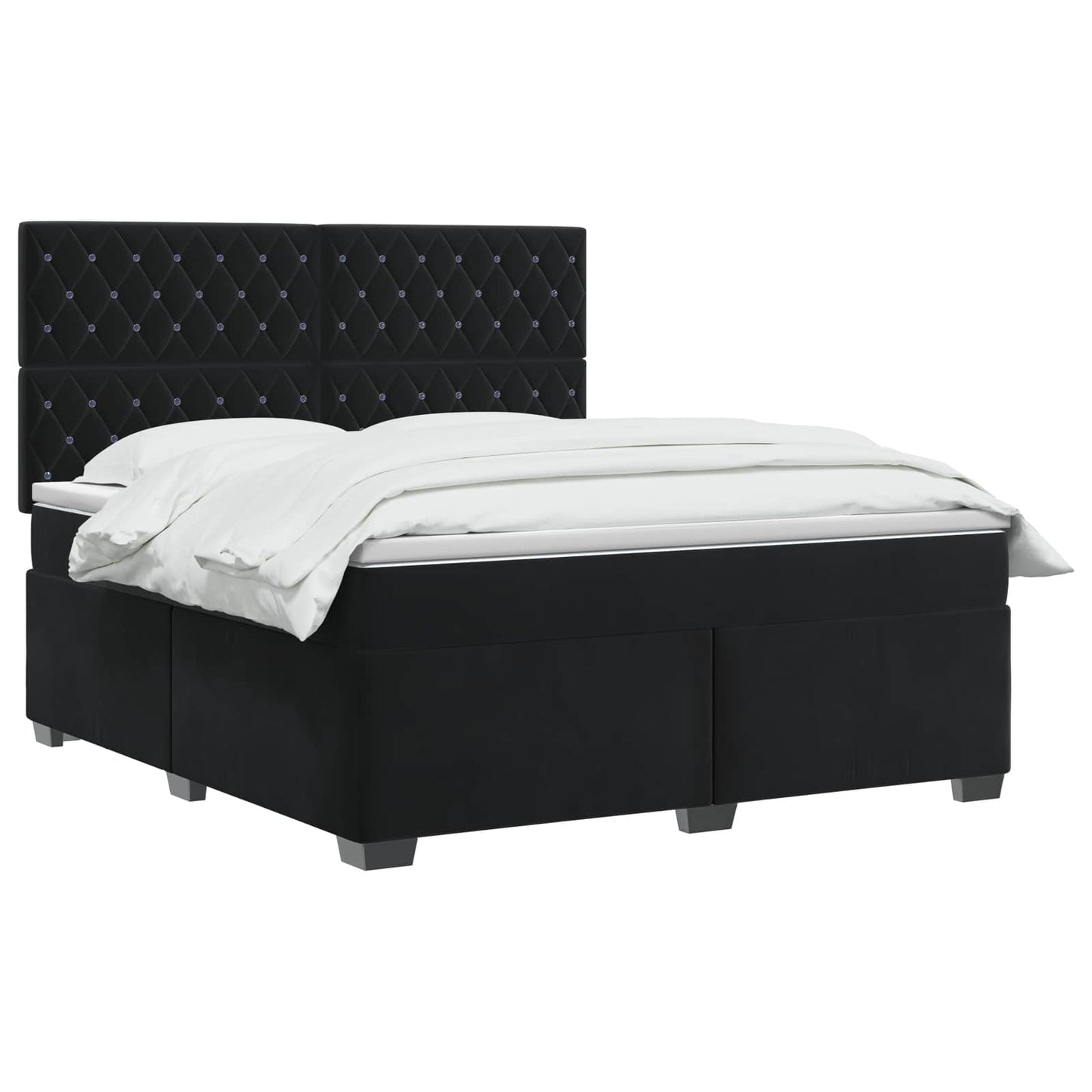 vidaXL Κρεβάτι box spring με στρώμα Μαύρο 140 x 200 cm Βελούδο