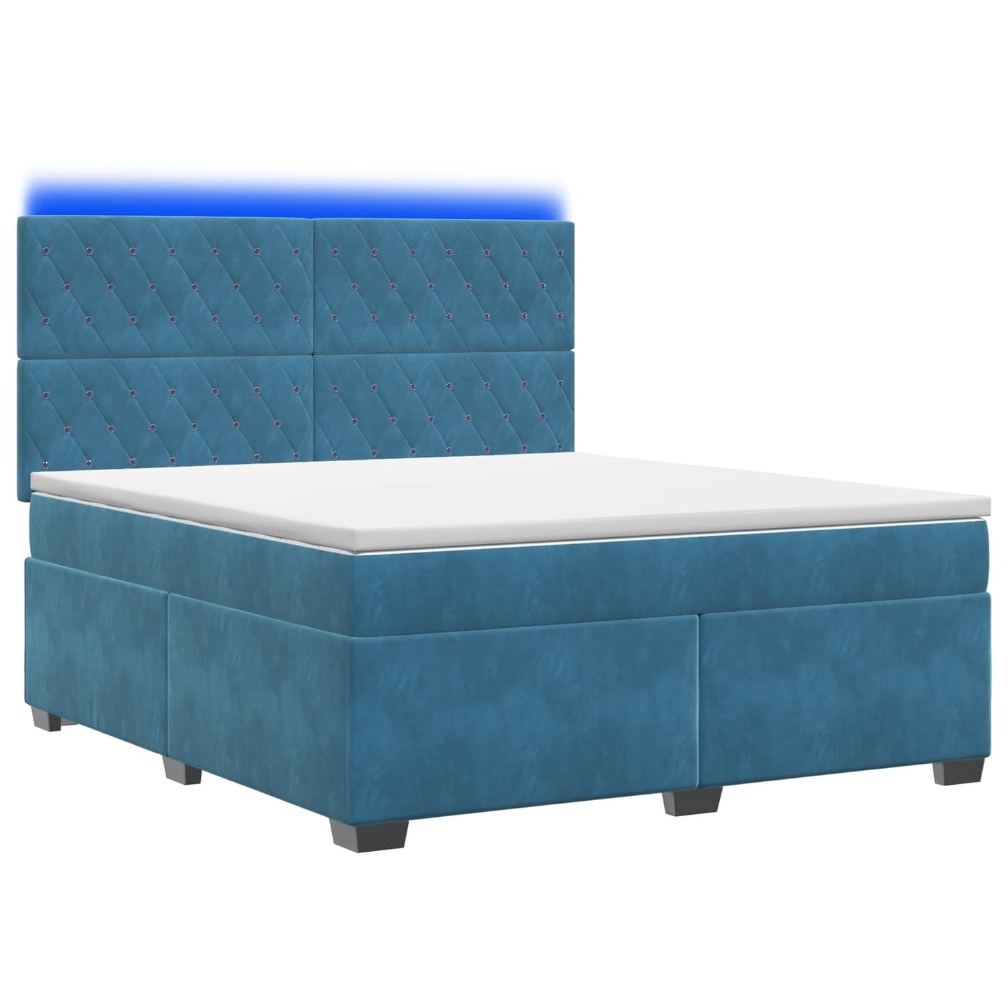 vidaXL Κρεβάτι box spring με στρώμα Μπλε 140 x 200 cm Βελούδο