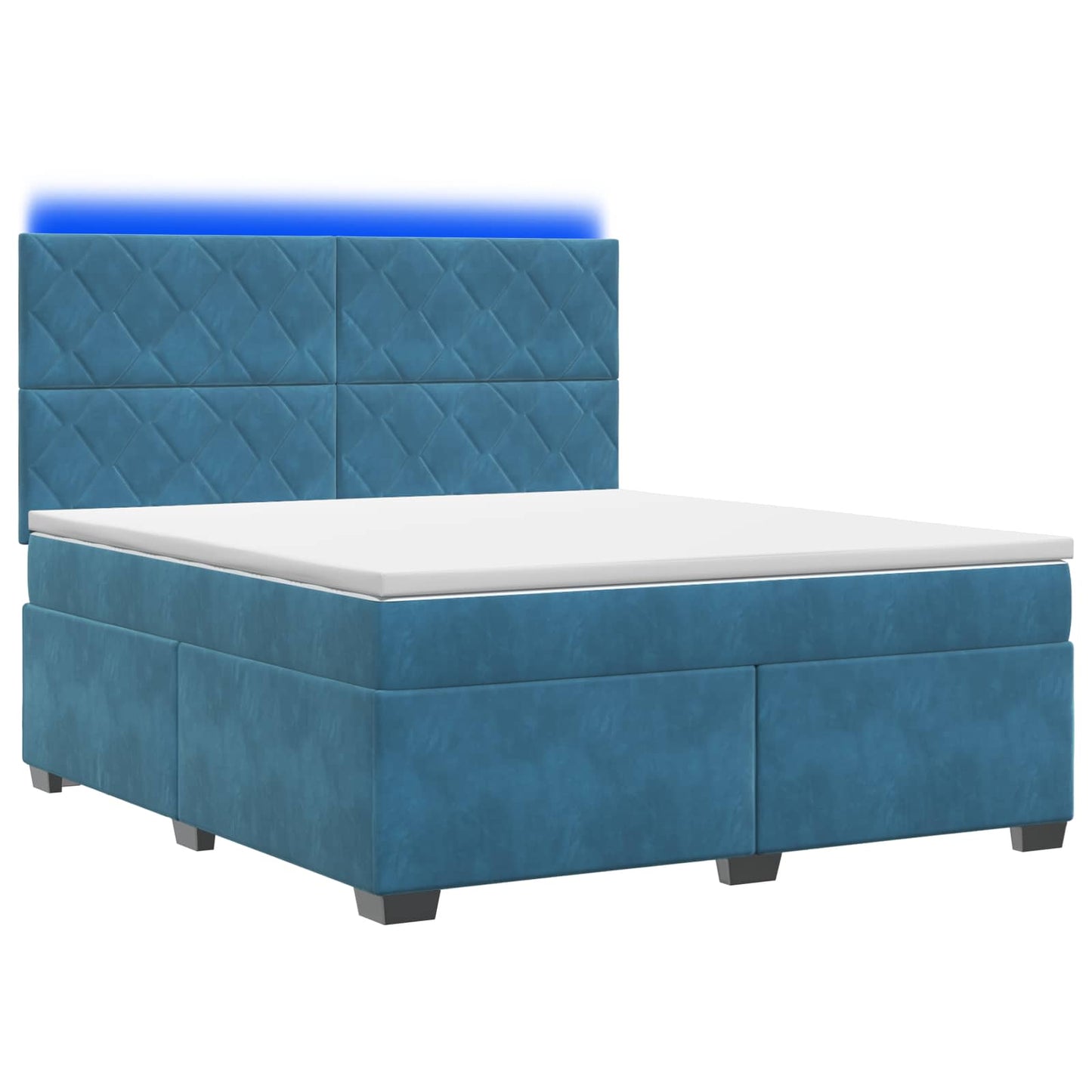 vidaXL Κρεβάτι box spring με στρώμα Μπλε 140 x 200 cm Βελούδο