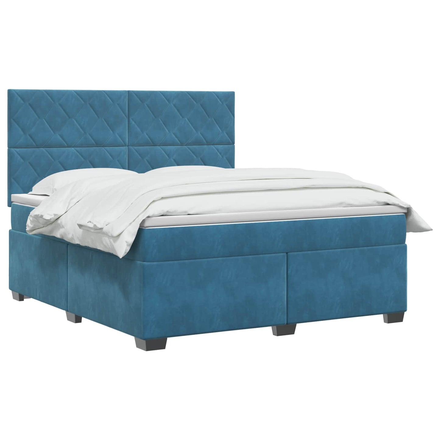 vidaXL Κρεβάτι box spring με στρώμα Μπλε 140 x 200 cm Βελούδο