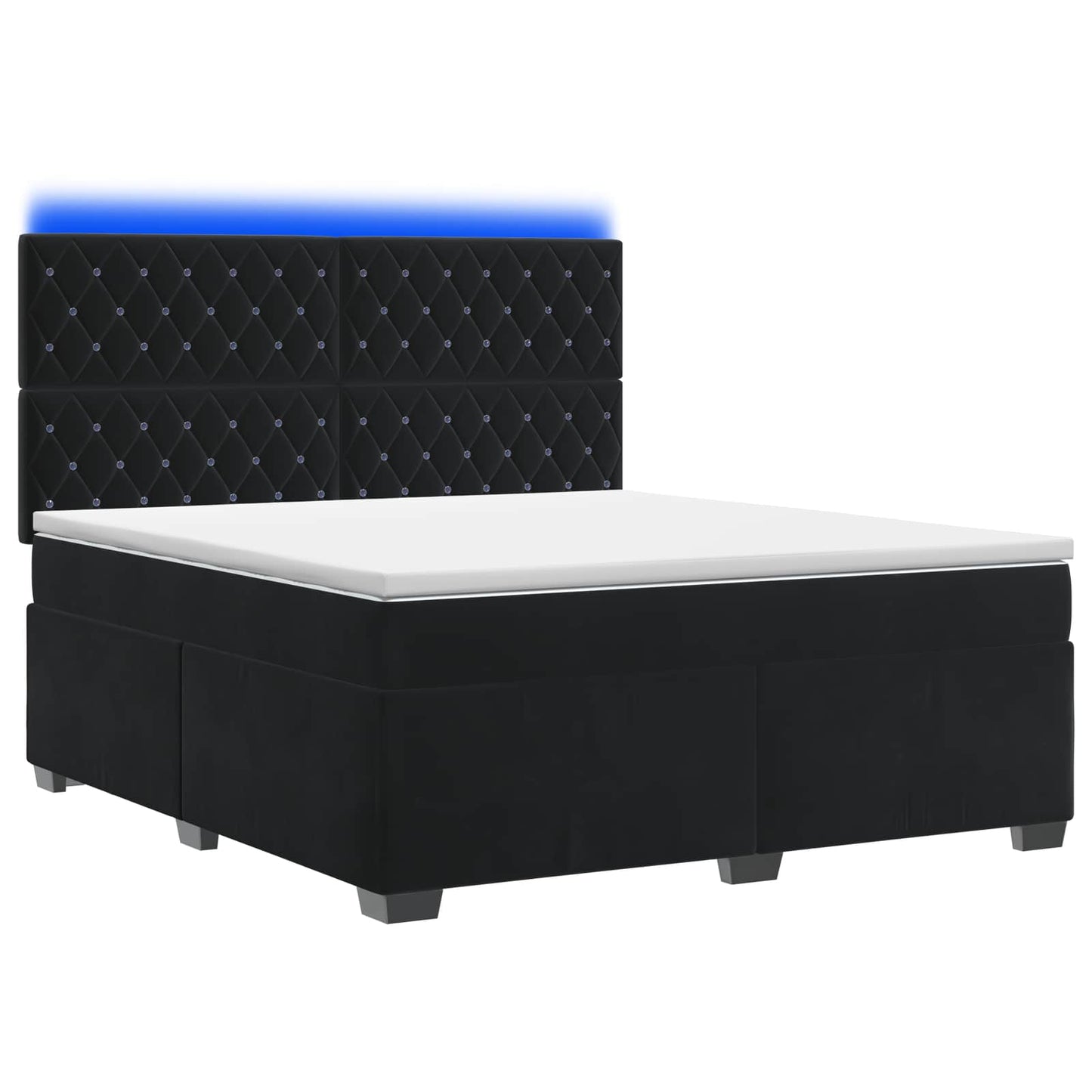 vidaXL Κρεβάτι box spring με στρώμα Μαύρο 160 x 200 cm Βελούδο