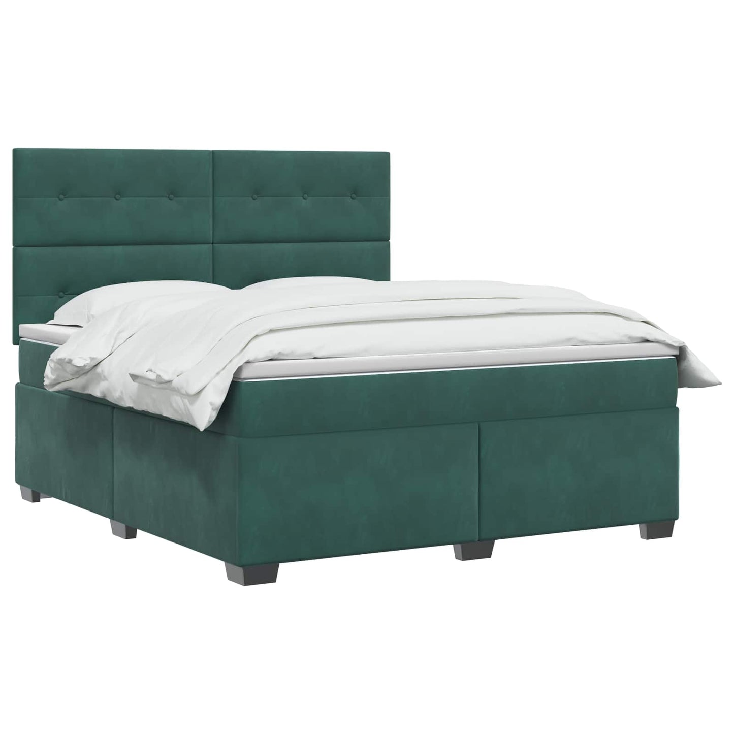 vidaXL Κρεβάτι box spring με στρώμα Σκούρο Πράσινο 160 x 200 cm