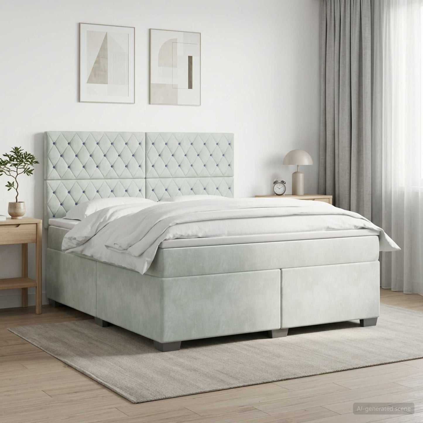 vidaXL Κρεβάτι box spring με στρώμα Ανοιχτό γκρι 140 x 200 cm Βελούδο