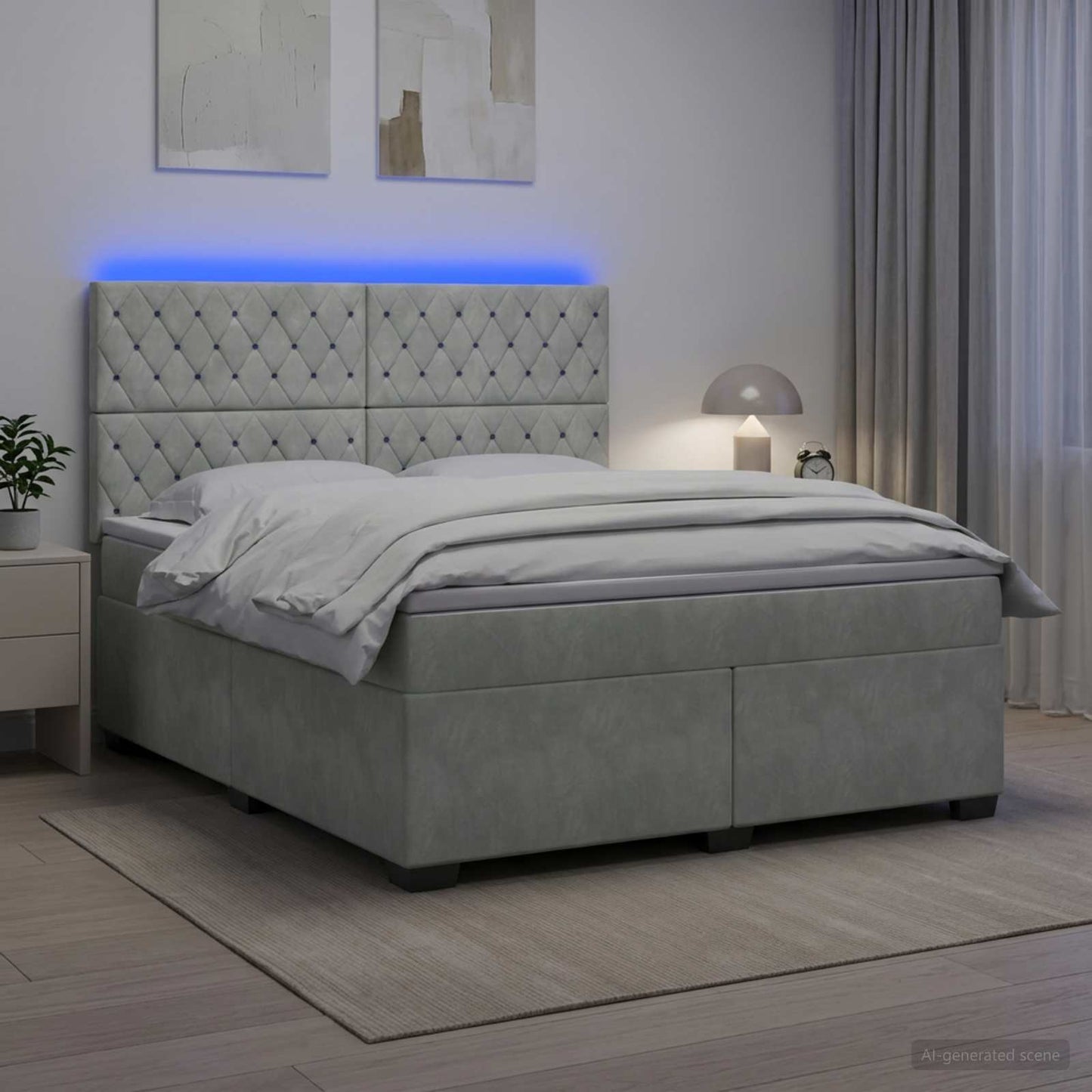 vidaXL Κρεβάτι box spring με στρώμα Ανοιχτό γκρι 180 x 200 cm Βελούδο