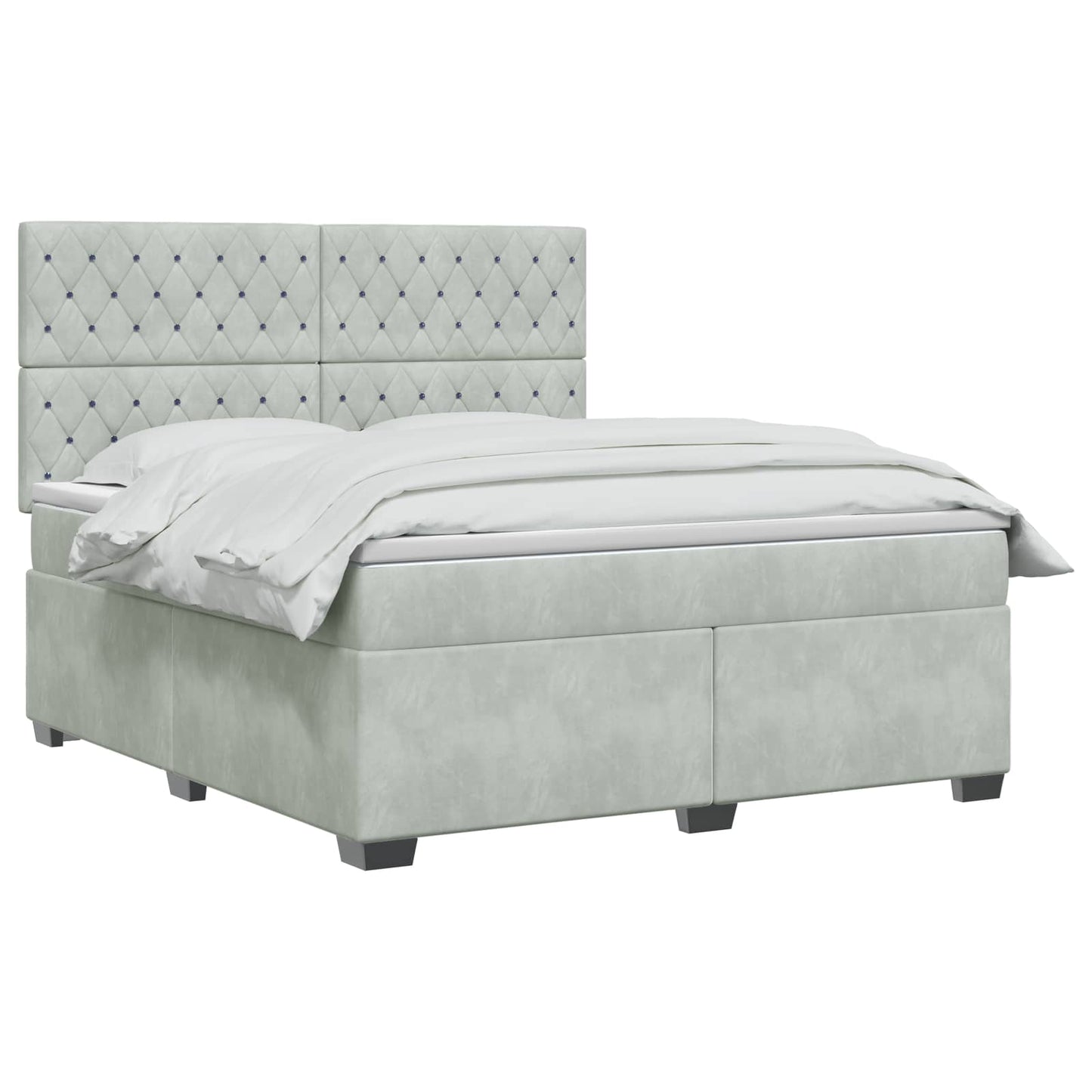 vidaXL Κρεβάτι box spring με στρώμα Ανοιχτό γκρι 180 x 200 cm Βελούδο