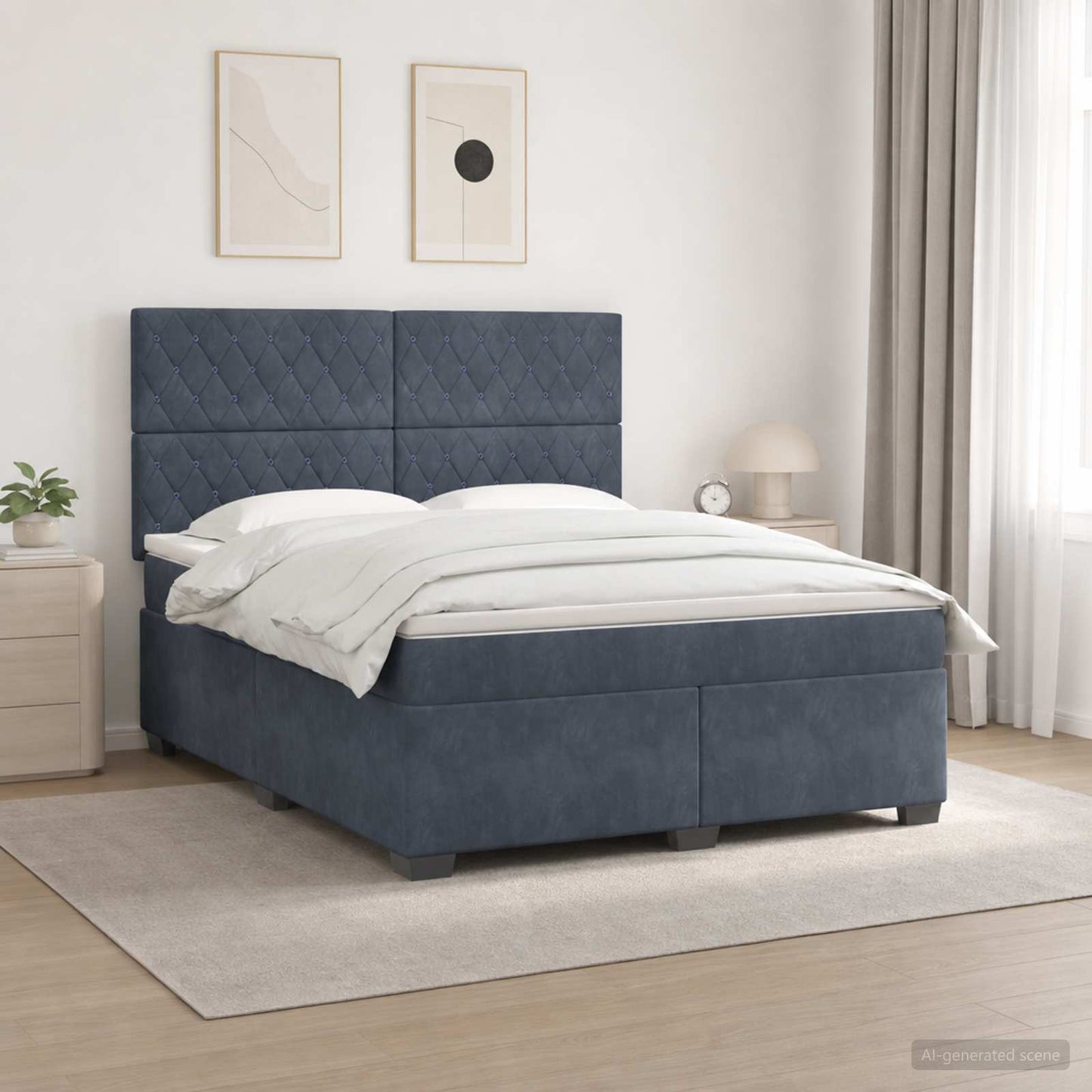 vidaXL Κρεβάτι box spring με στρώμα Σκούρο Γκρι 140 x 200 cm Βελούδο
