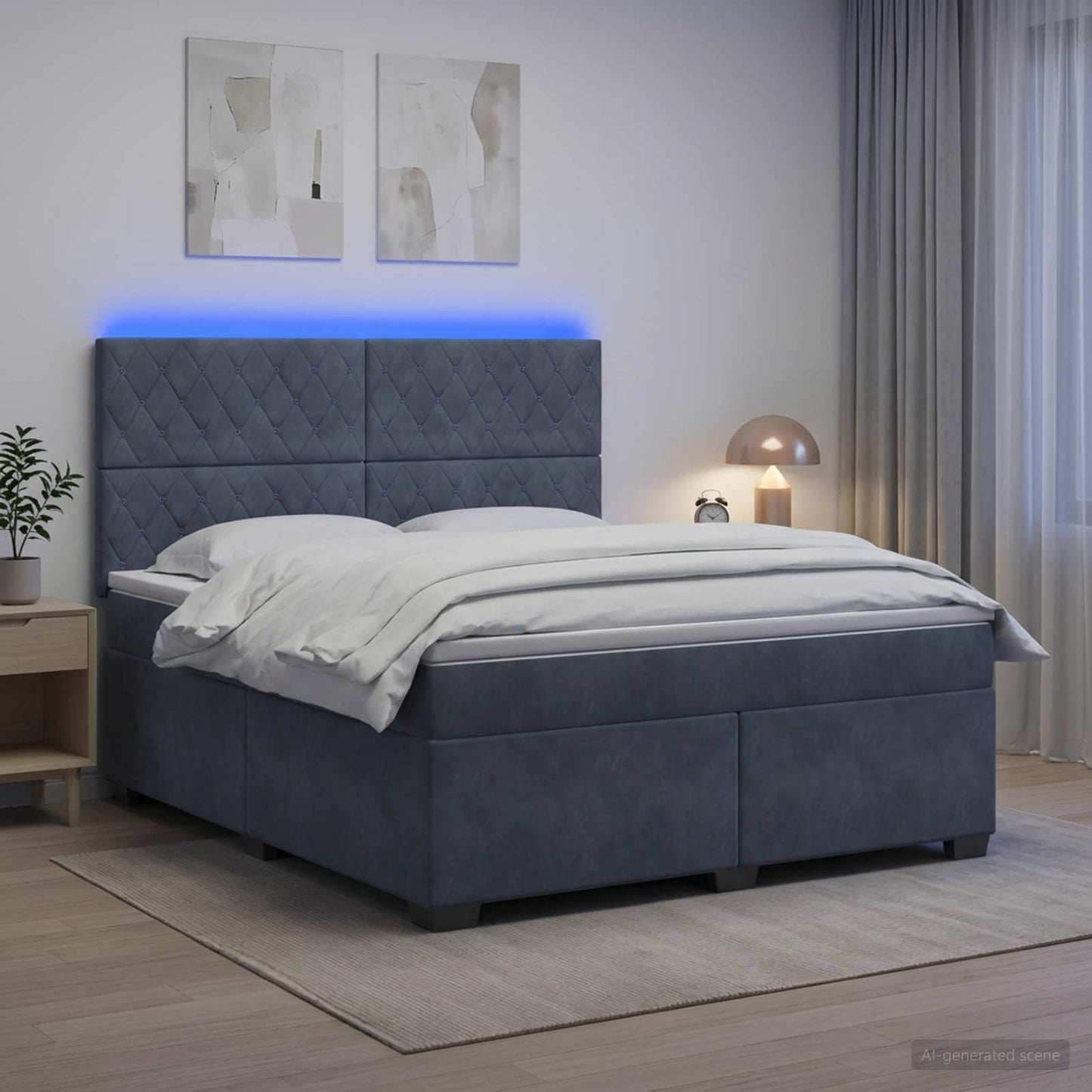 vidaXL Κρεβάτι box spring με στρώμα Σκούρο Γκρι 140 x 200 cm Βελούδο
