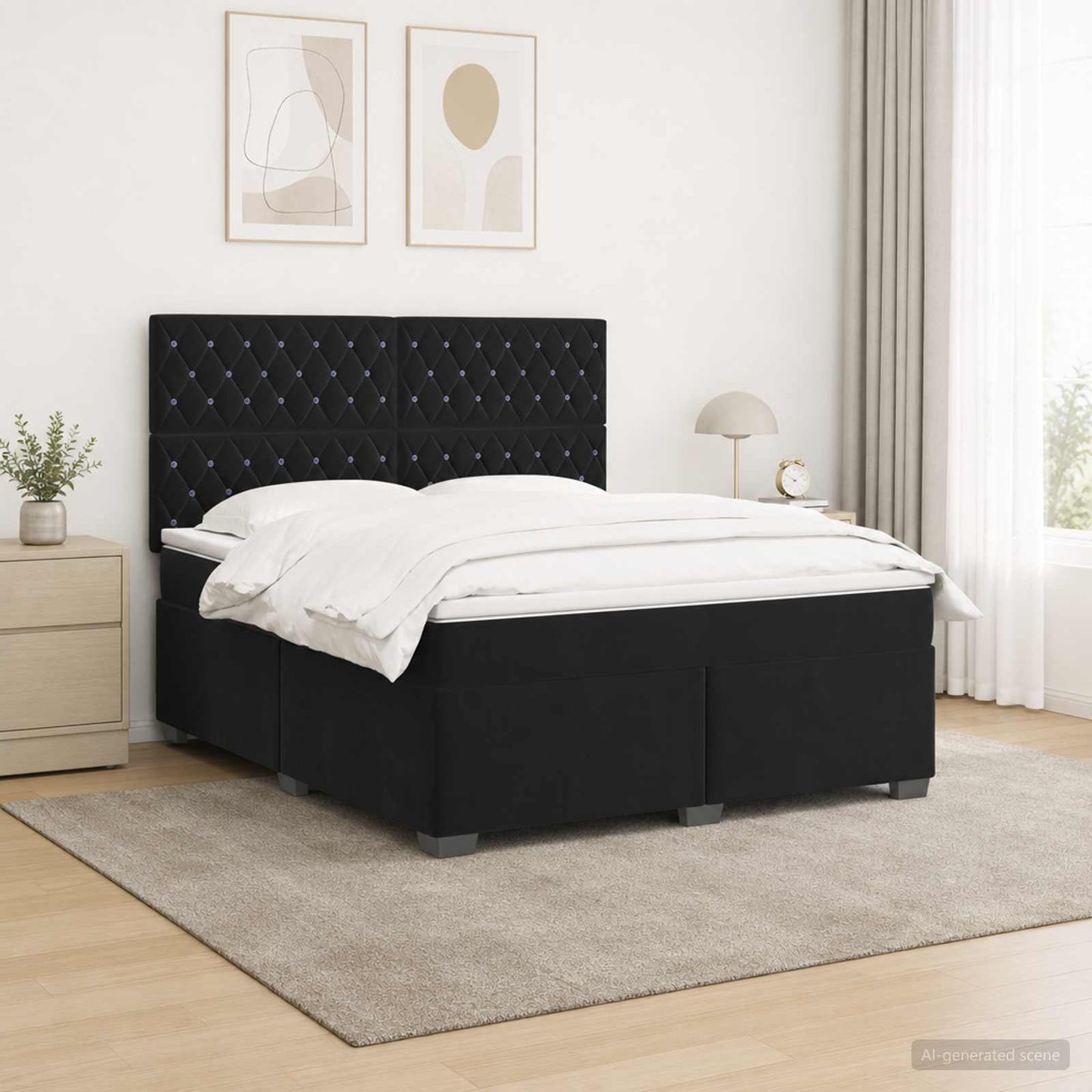 vidaXL Κρεβάτι box spring με στρώμα Μαύρο 140 x 190 cm Βελούδο
