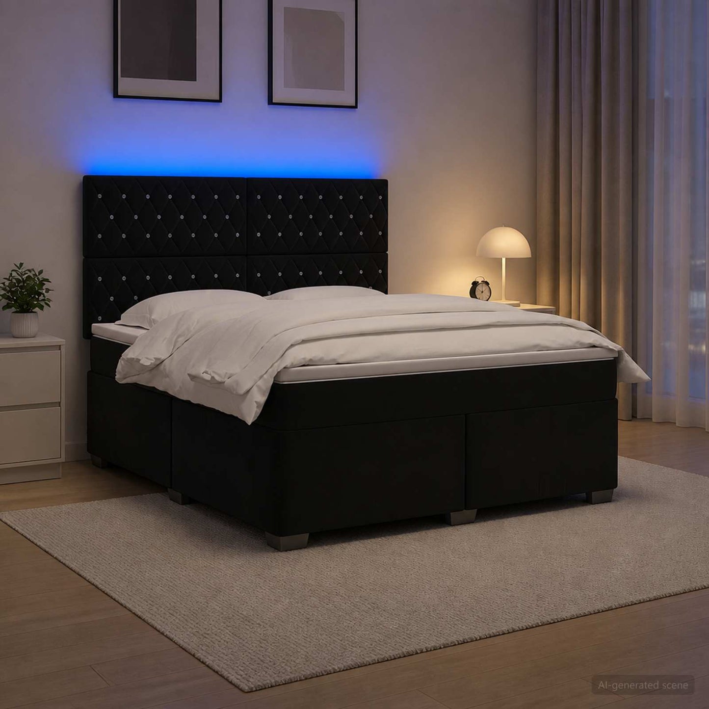 vidaXL Κρεβάτι box spring με στρώμα Μαύρο 140 x 200 cm Βελούδο