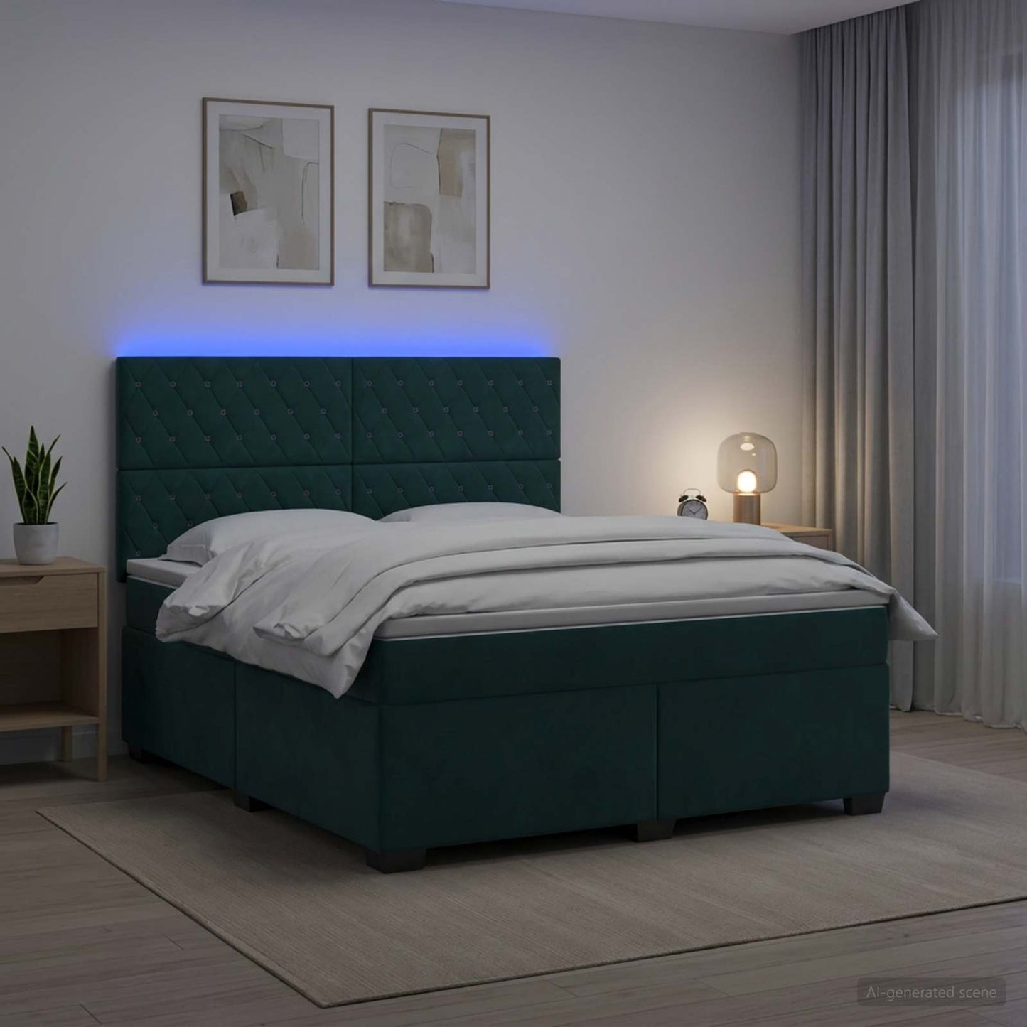 vidaXL Κρεβάτι box spring με στρώμα Σκούρο Πράσινο 140 x 190 cm