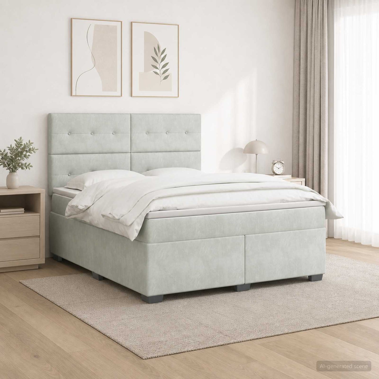 vidaXL Κρεβάτι box spring με στρώμα Ανοιχτό γκρι 140 x 190 cm Βελούδο