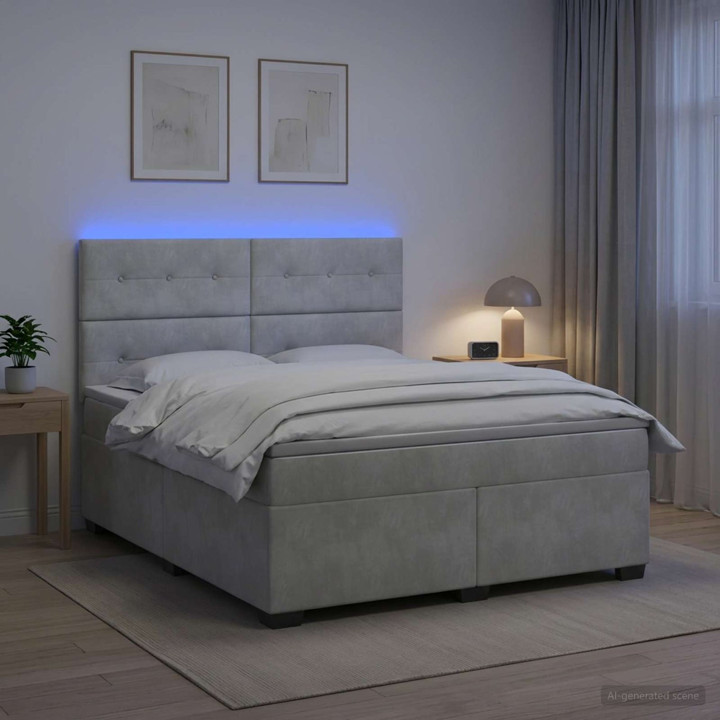 vidaXL Κρεβάτι box spring με στρώμα Ανοιχτό γκρι 180 x 200 cm Βελούδο