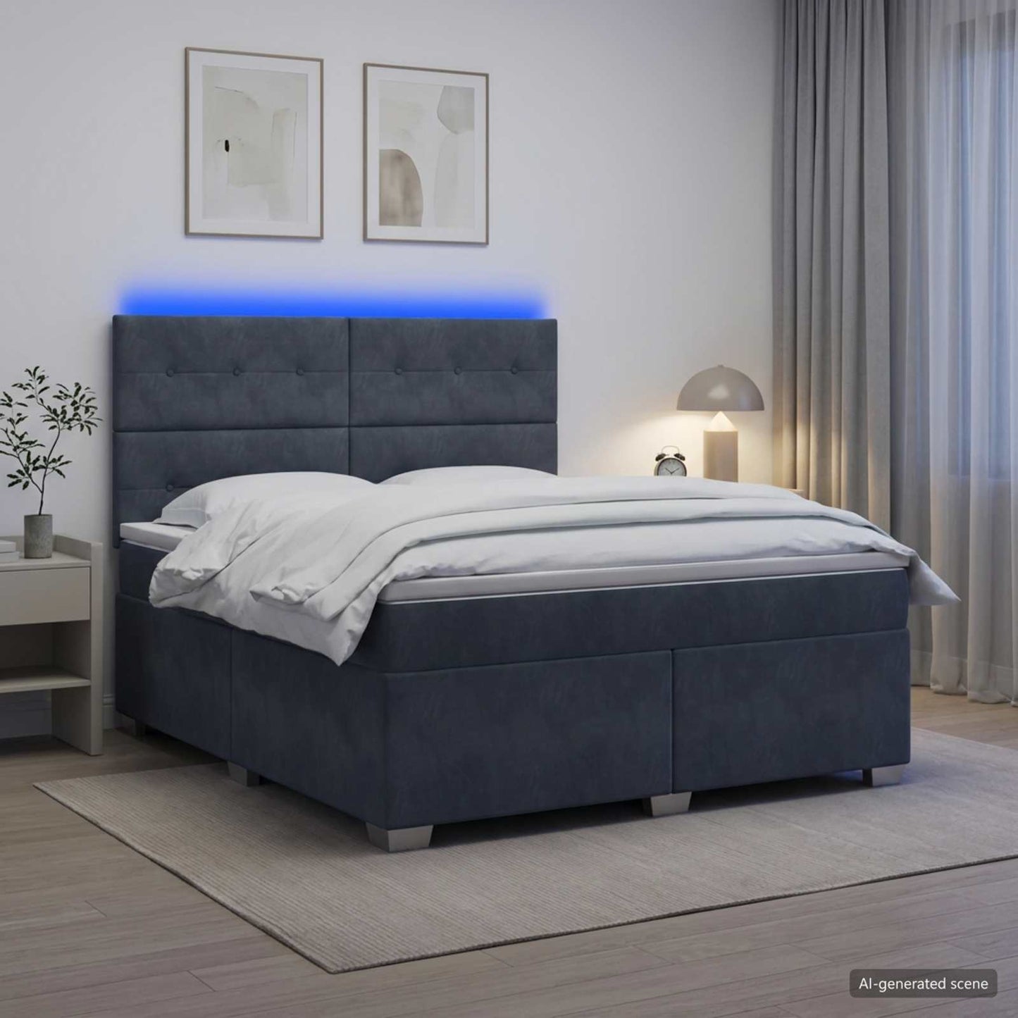 vidaXL Κρεβάτι box spring με στρώμα Σκούρο Γκρι 140 x 200 cm Βελούδο