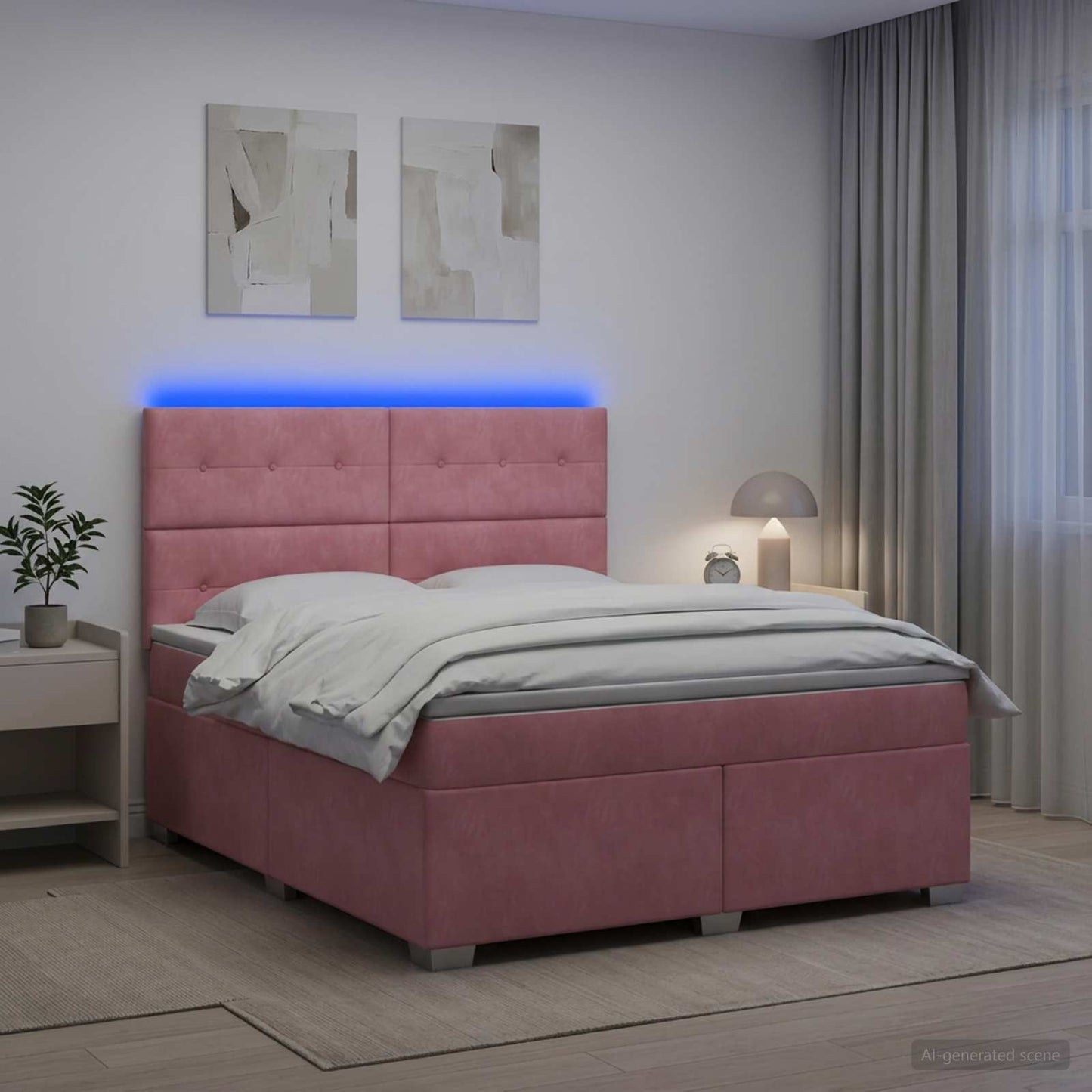 vidaXL Κρεβάτι box spring με στρώμα Ροζ 160 x 200 cm Βελούδο