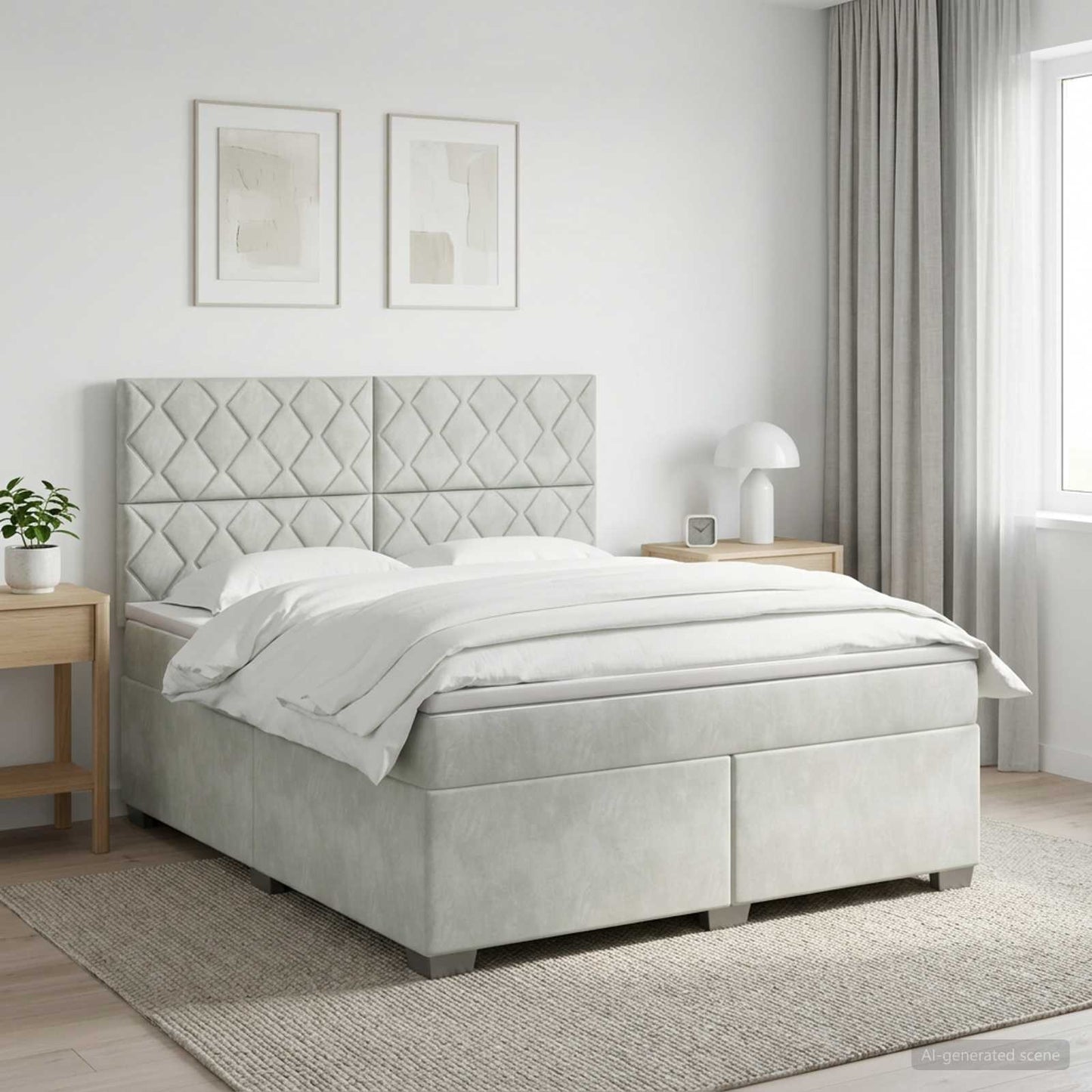 vidaXL Κρεβάτι box spring με στρώμα Ανοιχτό γκρι 140 x 190 cm Βελούδο