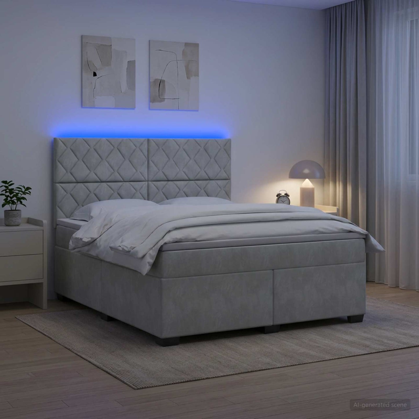 vidaXL Κρεβάτι box spring με στρώμα Ανοιχτό γκρι 140 x 190 cm Βελούδο