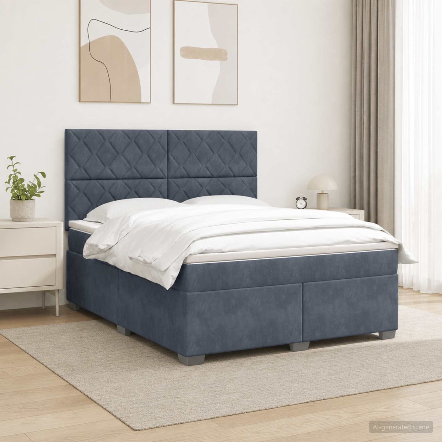 vidaXL Κρεβάτι box spring με στρώμα Σκούρο Γκρι 180 x 200 cm Βελούδο
