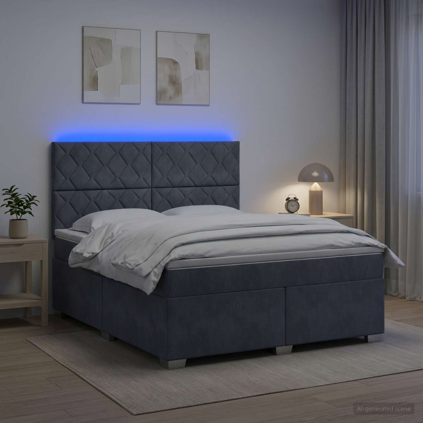 vidaXL Κρεβάτι box spring με στρώμα Σκούρο Γκρι 180 x 200 cm Βελούδο