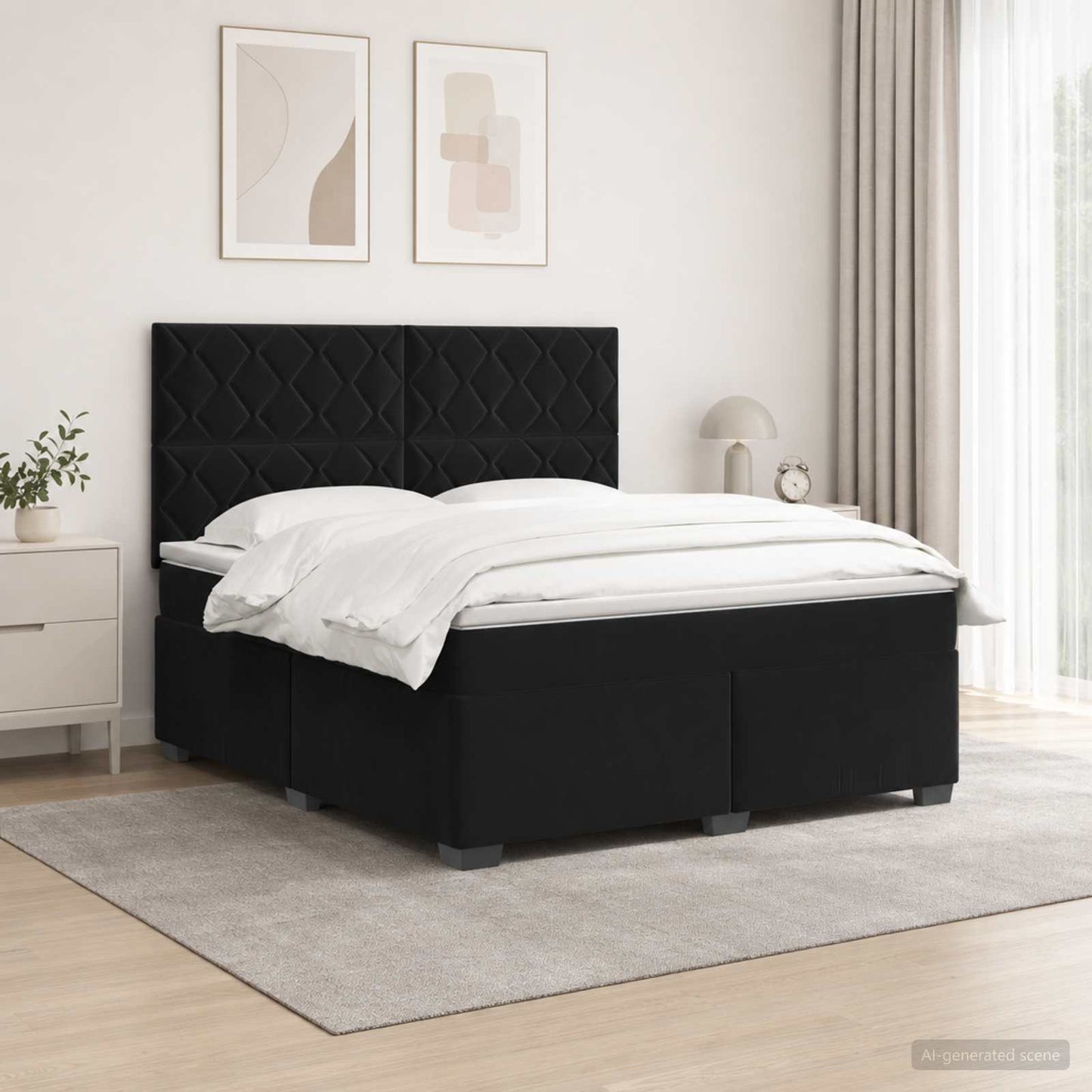 vidaXL Κρεβάτι box spring με στρώμα Μαύρο 160 x 200 cm Βελούδο