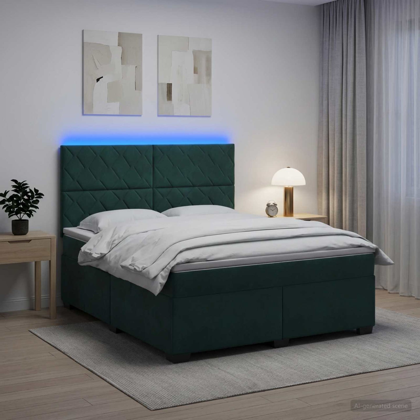 vidaXL Κρεβάτι box spring με στρώμα Σκούρο Πράσινο 140 x 190 cm