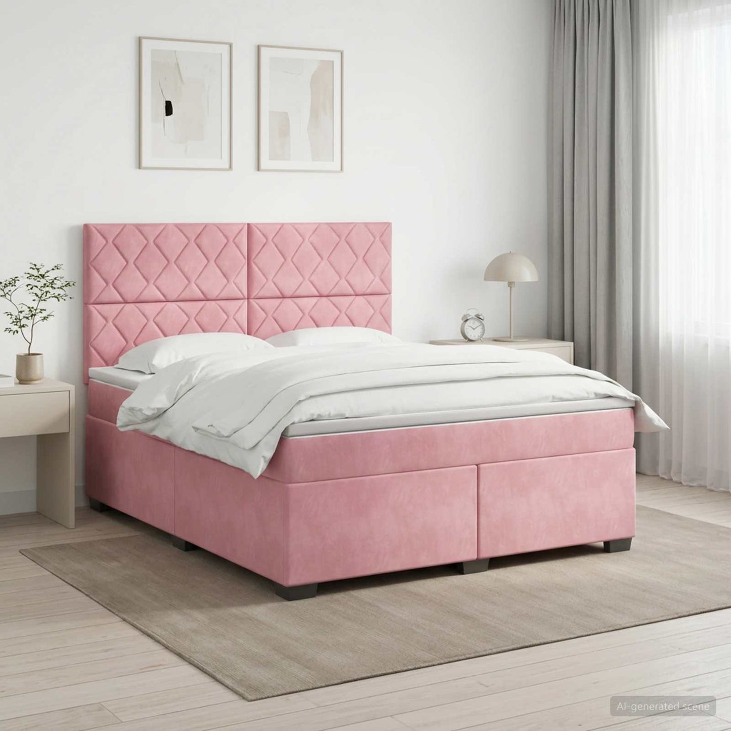 vidaXL Κρεβάτι box spring με στρώμα Ροζ 160 x 200 cm Βελούδο