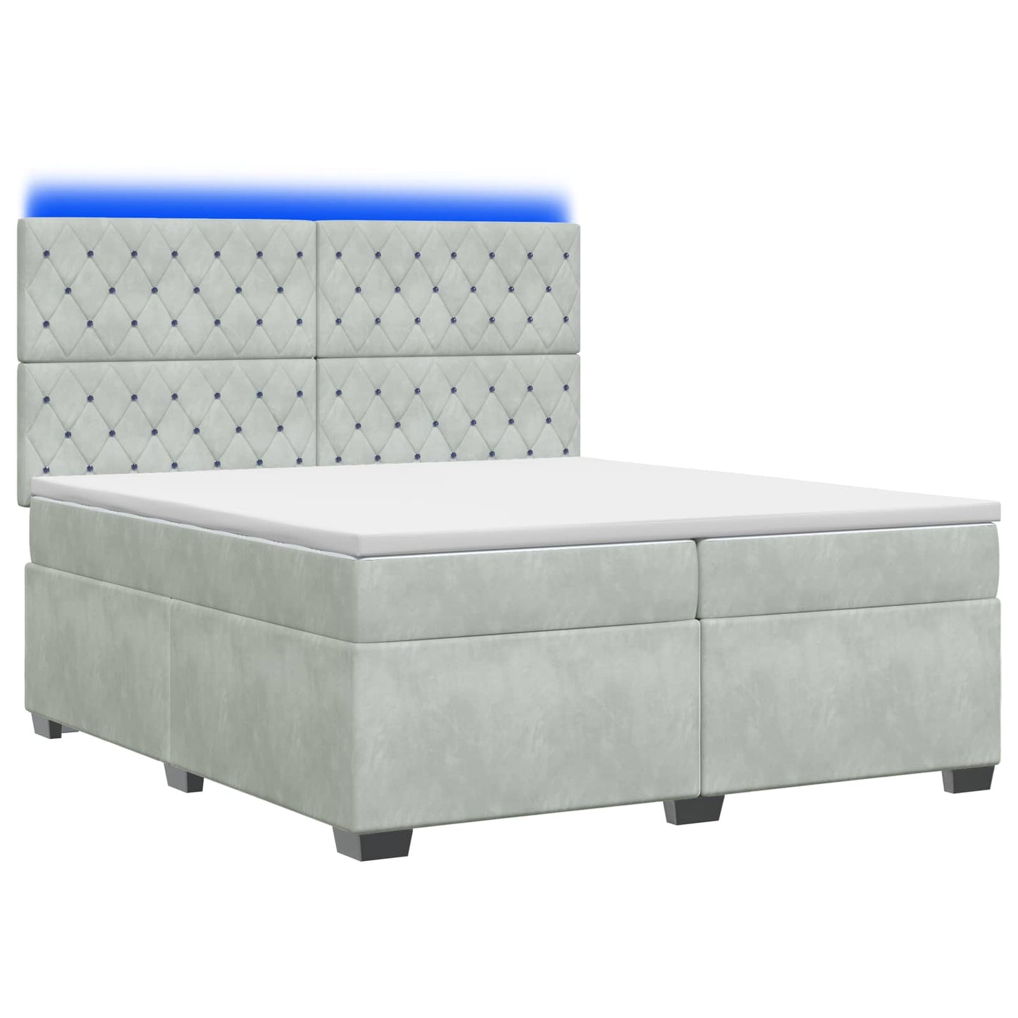vidaXL Κρεβάτι box spring με στρώμα Ανοιχτό γκρι 200 x 200 cm Βελούδο