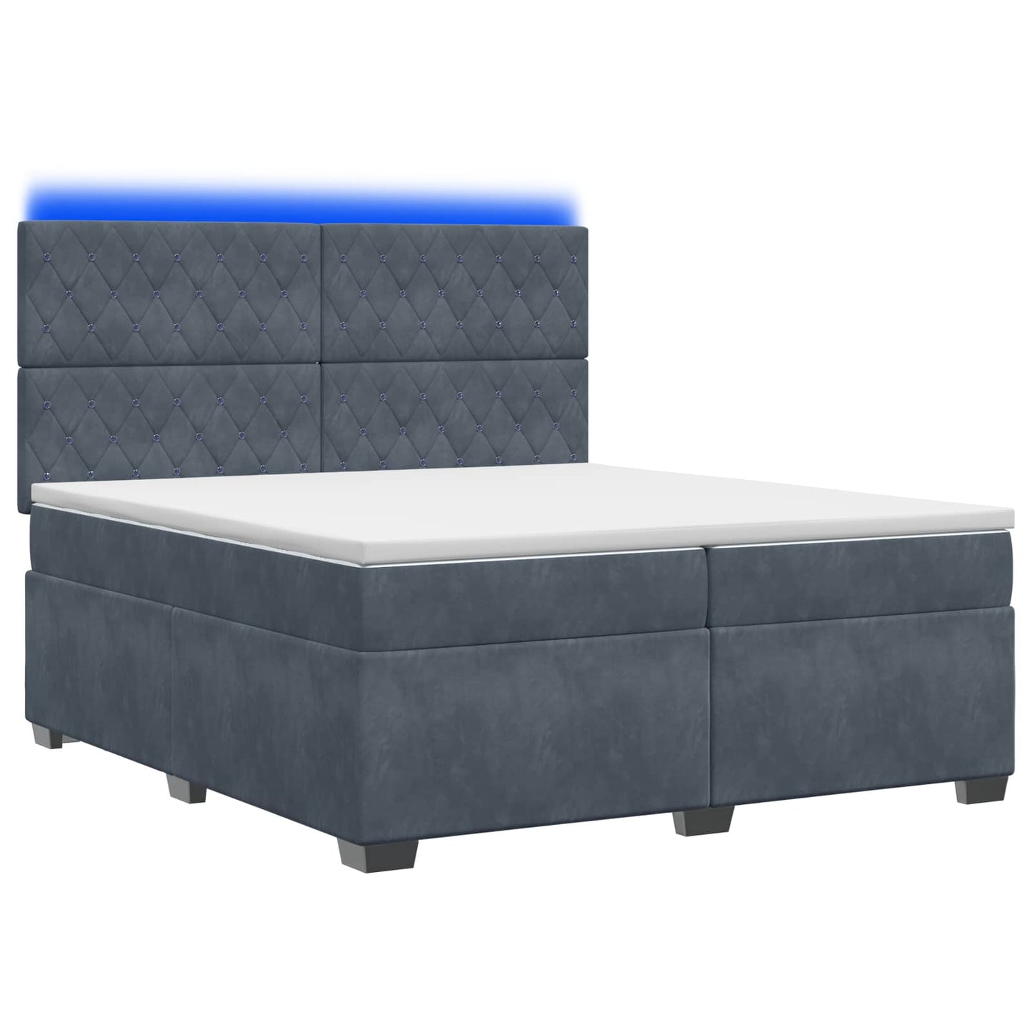 vidaXL Κρεβάτι box spring με στρώμα Σκούρο Γκρι 200 x 200 cm Βελούδο