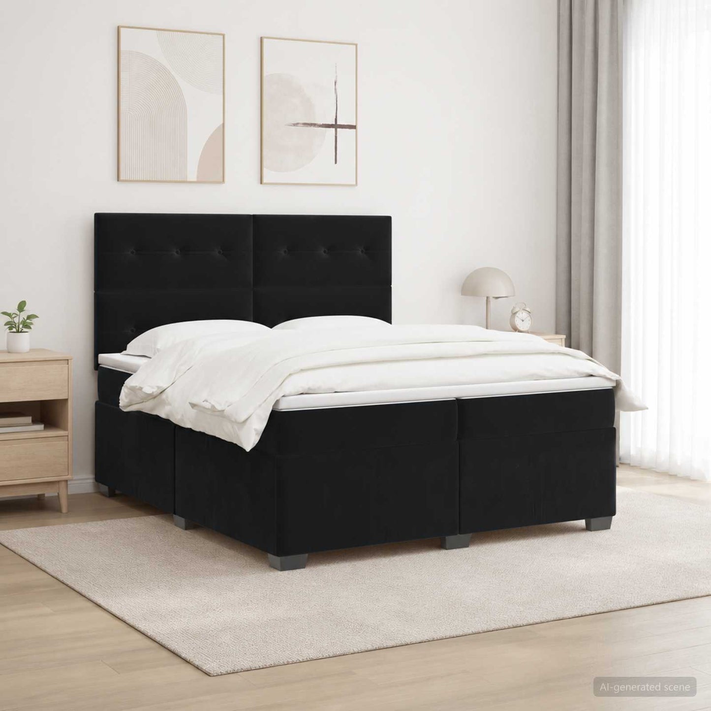 vidaXL Κρεβάτι box spring με στρώμα Μαύρο 200 x 200 cm Βελούδο