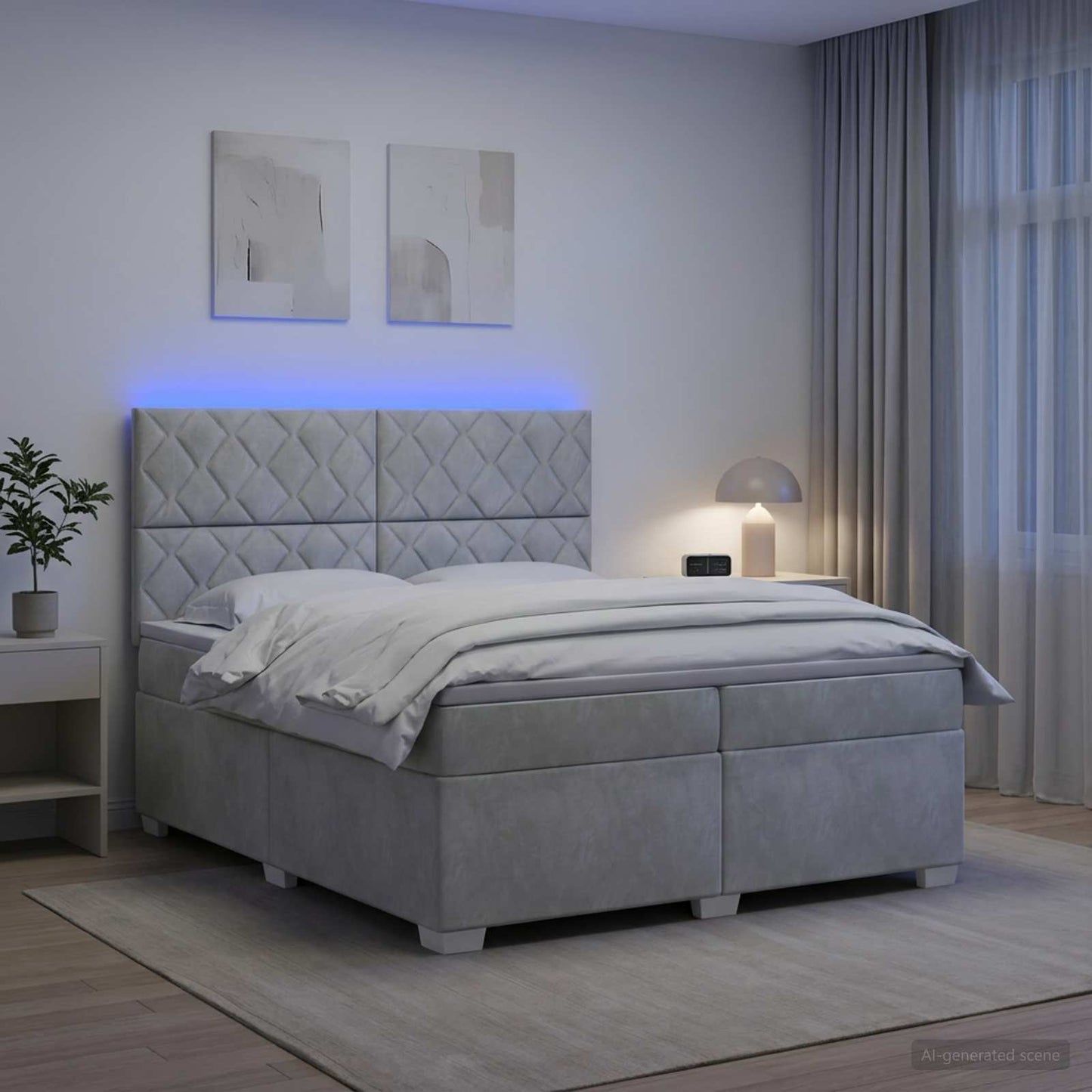 vidaXL Κρεβάτι box spring με στρώμα Ανοιχτό γκρι 200 x 200 cm Βελούδο
