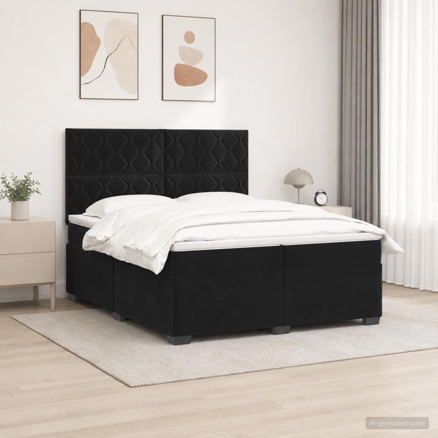 vidaXL Κρεβάτι box spring με στρώμα Μαύρο 200 x 200 cm Βελούδο