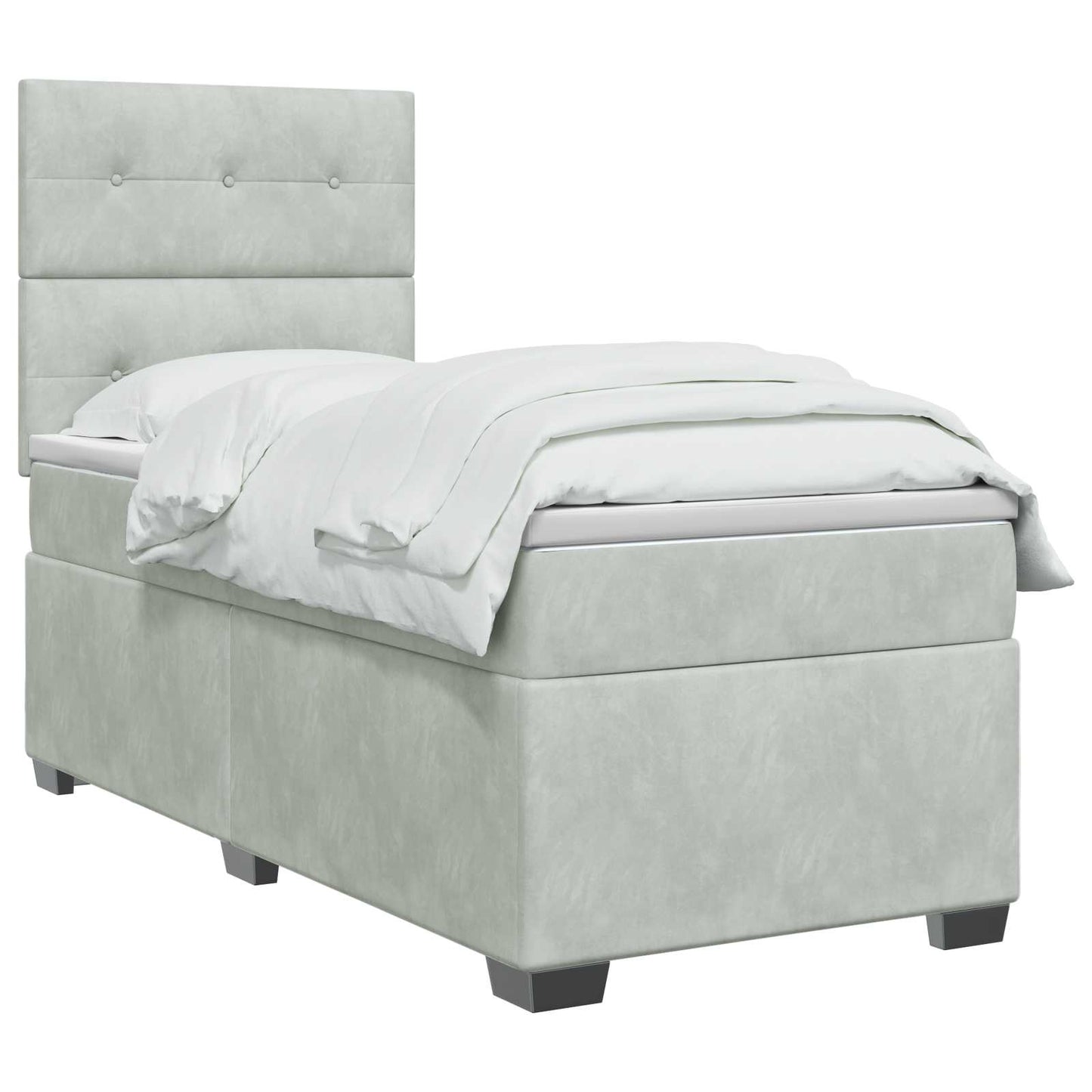 vidaXL Κρεβάτι Box Spring με Στρώμα και LED Ανοιχτό γκρι 90 x 190 cm