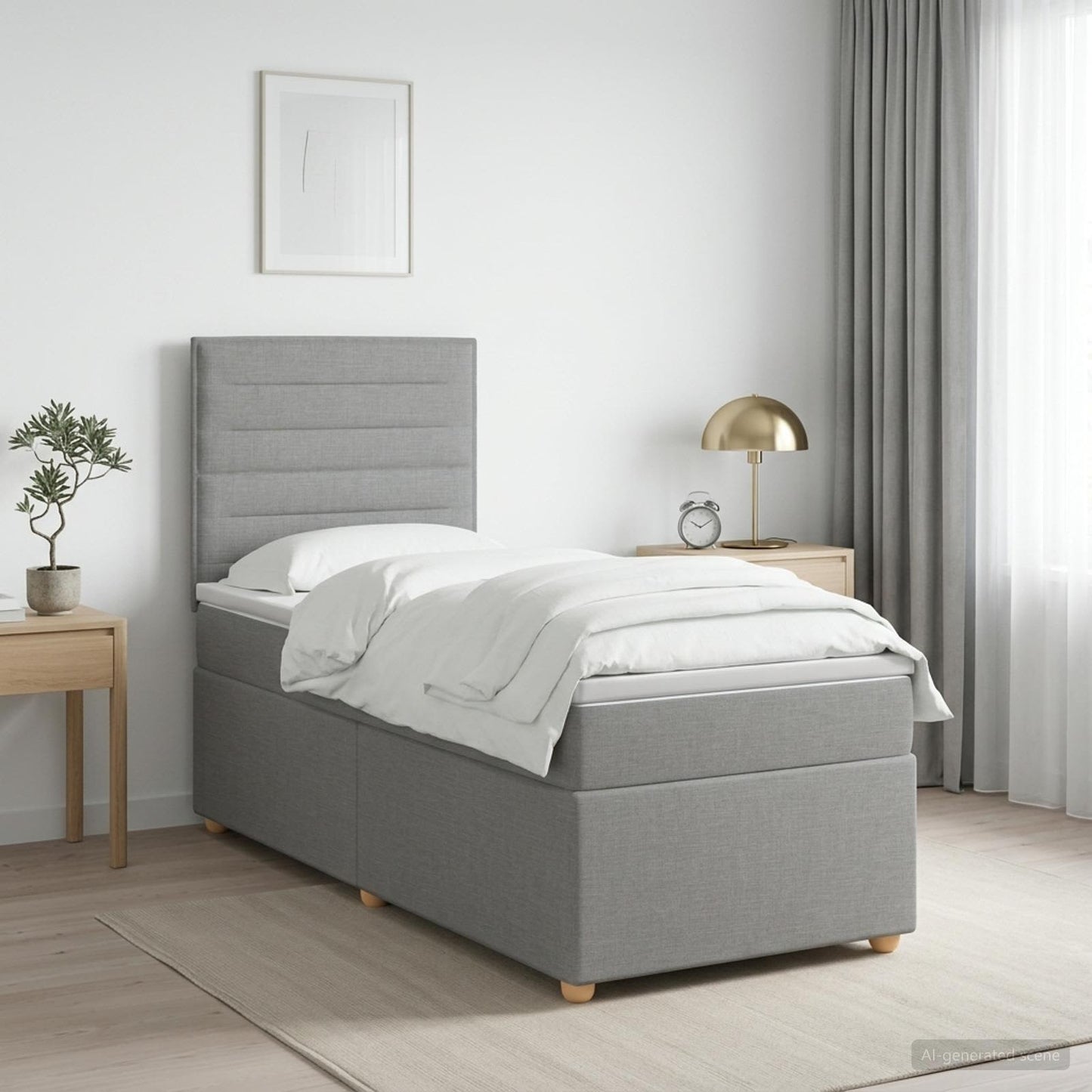vidaXL Κρεβάτι box spring με στρώμα Ανοιχτό γκρι 80 x 200 cm Ύφασμα