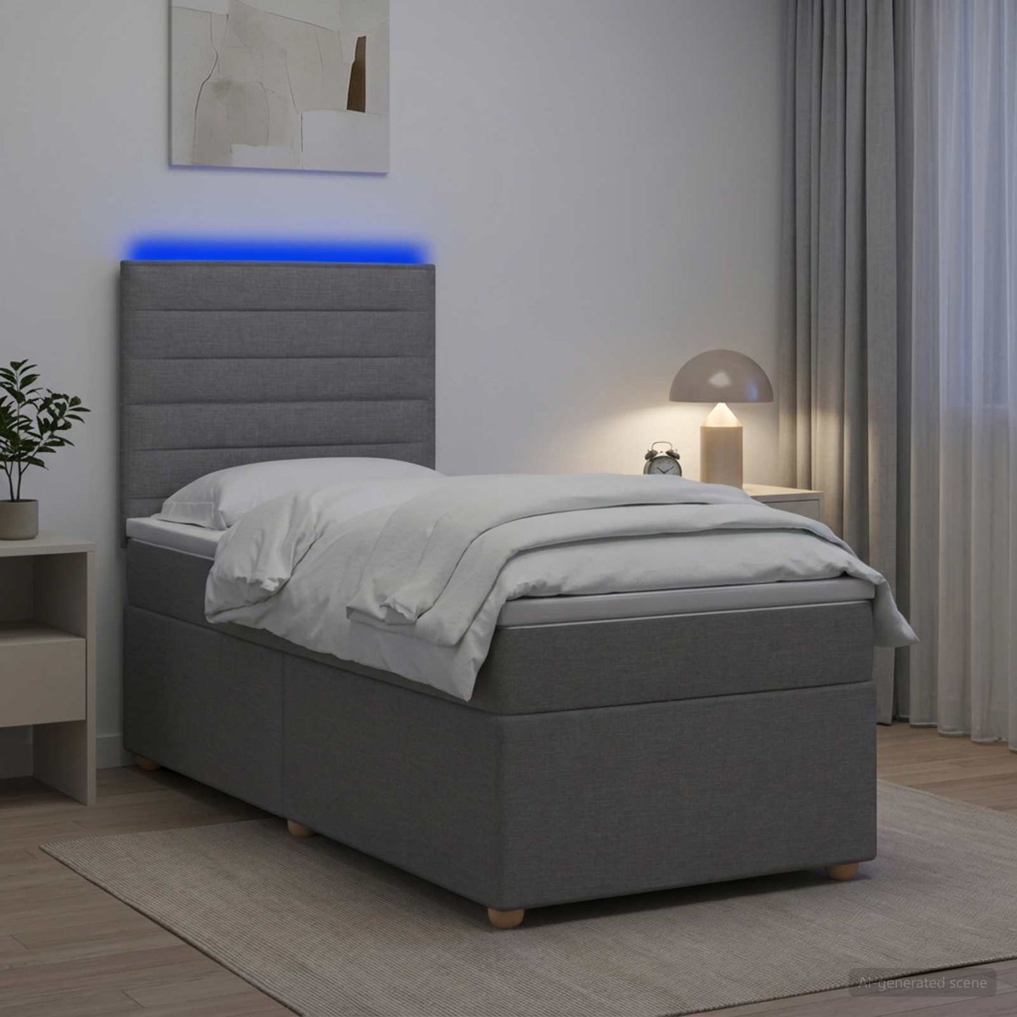 vidaXL Κρεβάτι box spring με στρώμα Ανοιχτό γκρι 90 x 200 cm Ύφασμα