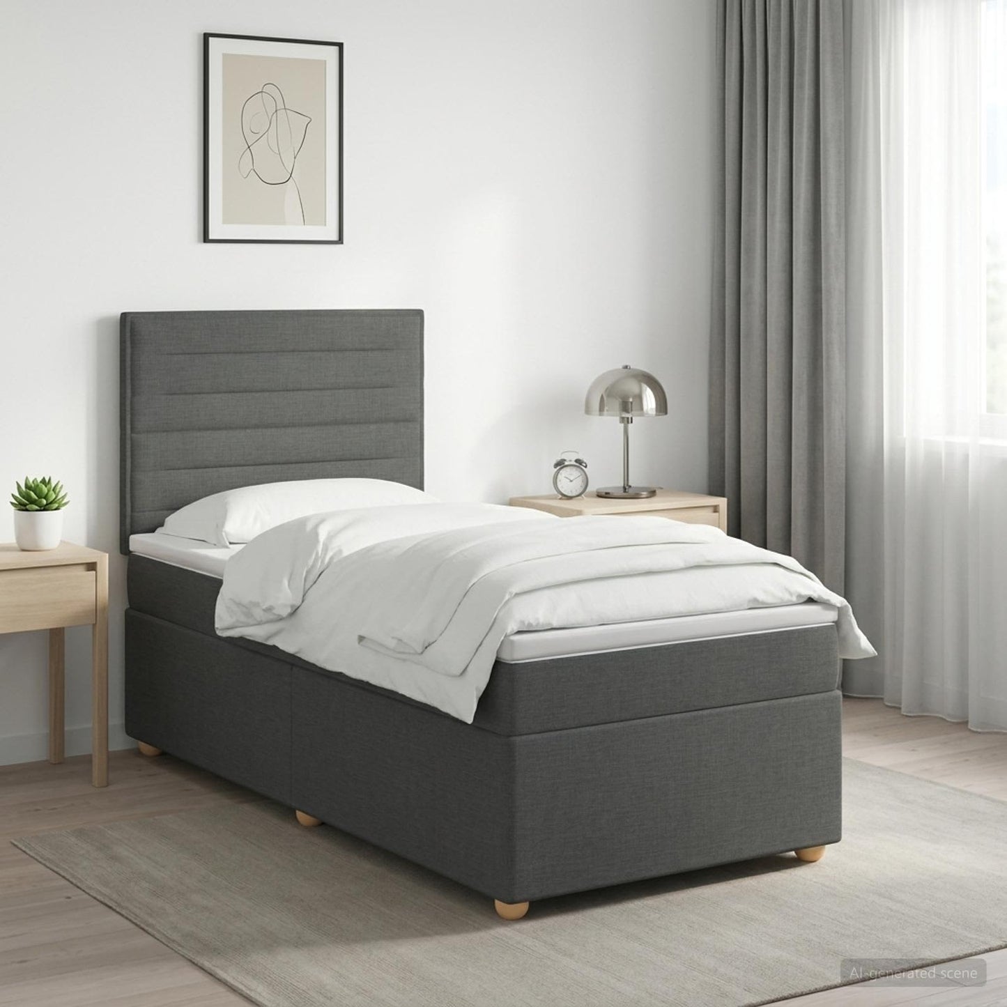 vidaXL Κρεβάτι box spring με στρώμα Σκούρο Γκρι 90 x 190 cm Ύφασμα